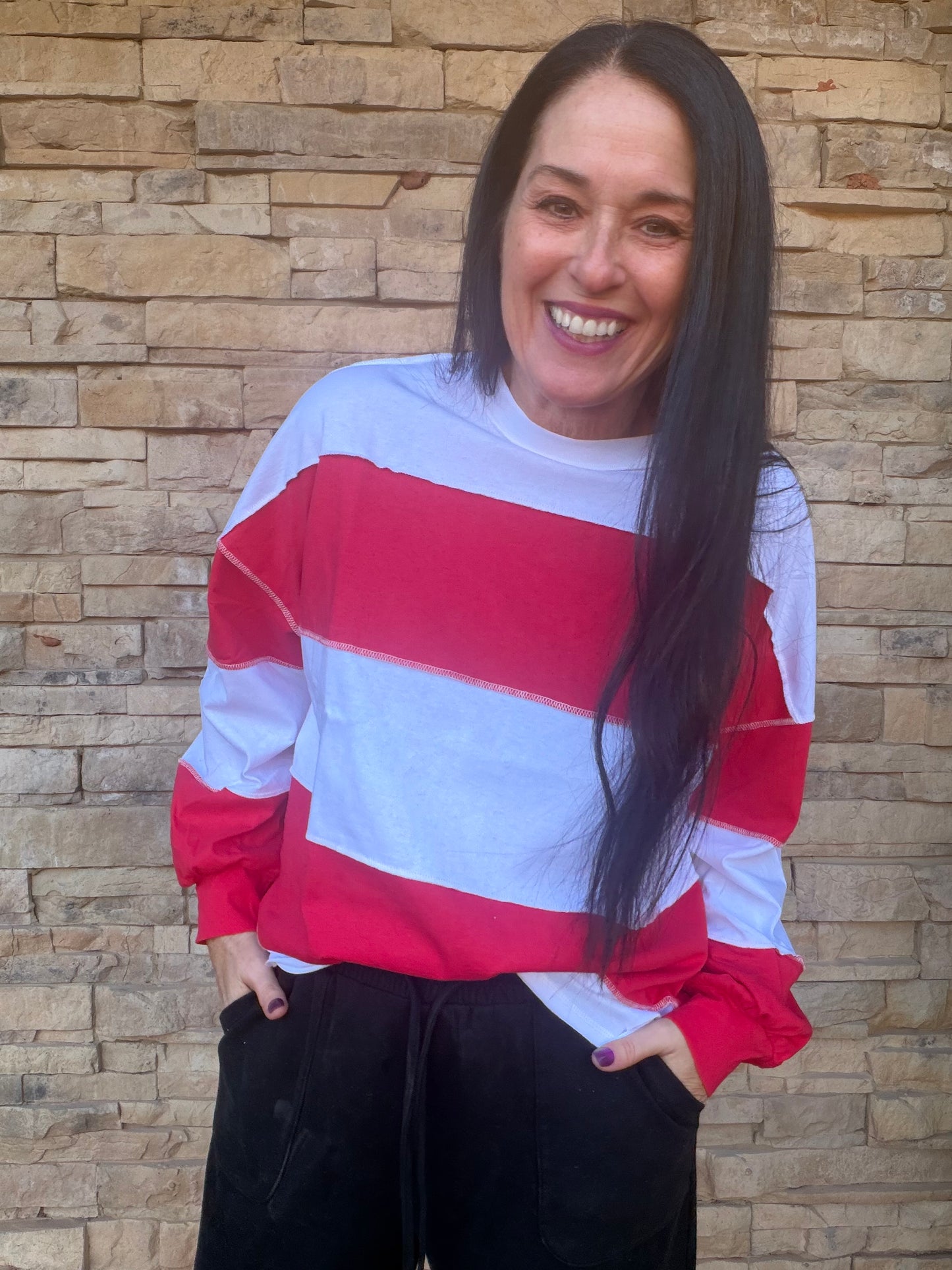 Aemi+Co Panel Boxy Top, Red