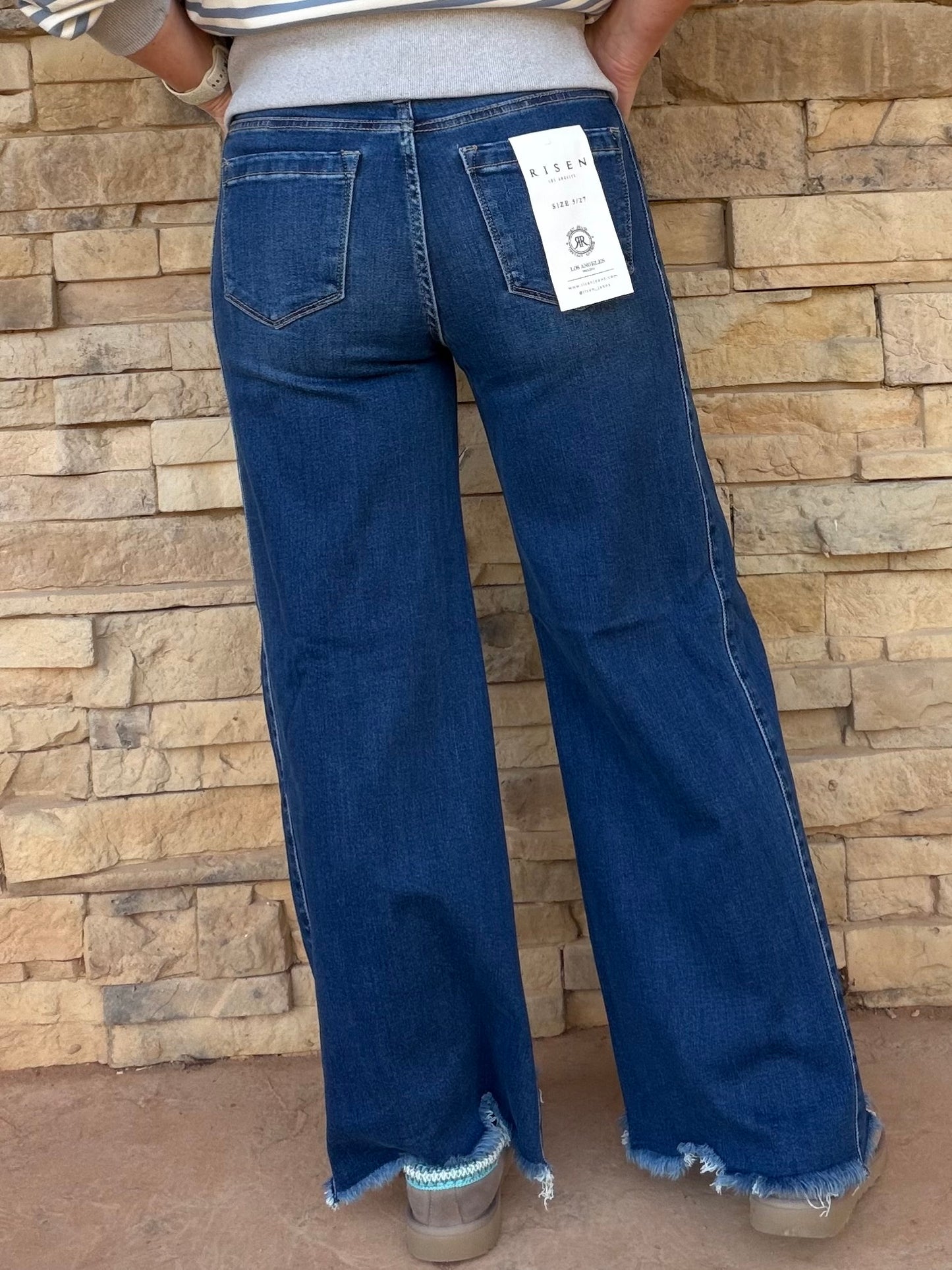 Risen Ankle Wide Jeans, Dark