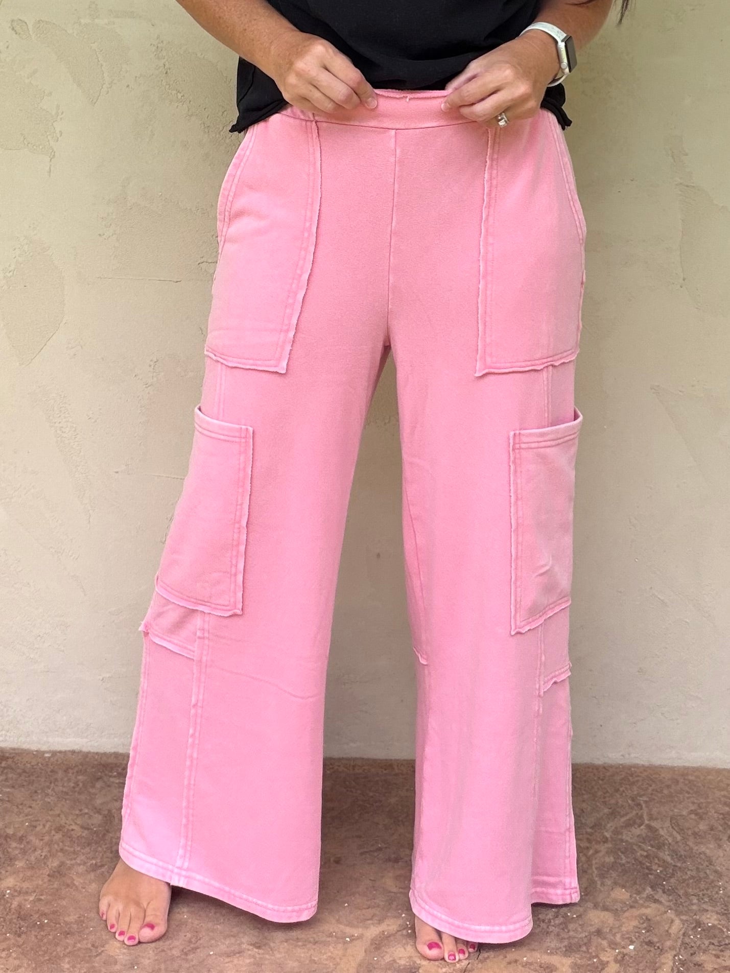 Hyfve Mineral Wash Cargo Pants, Taffy Pink