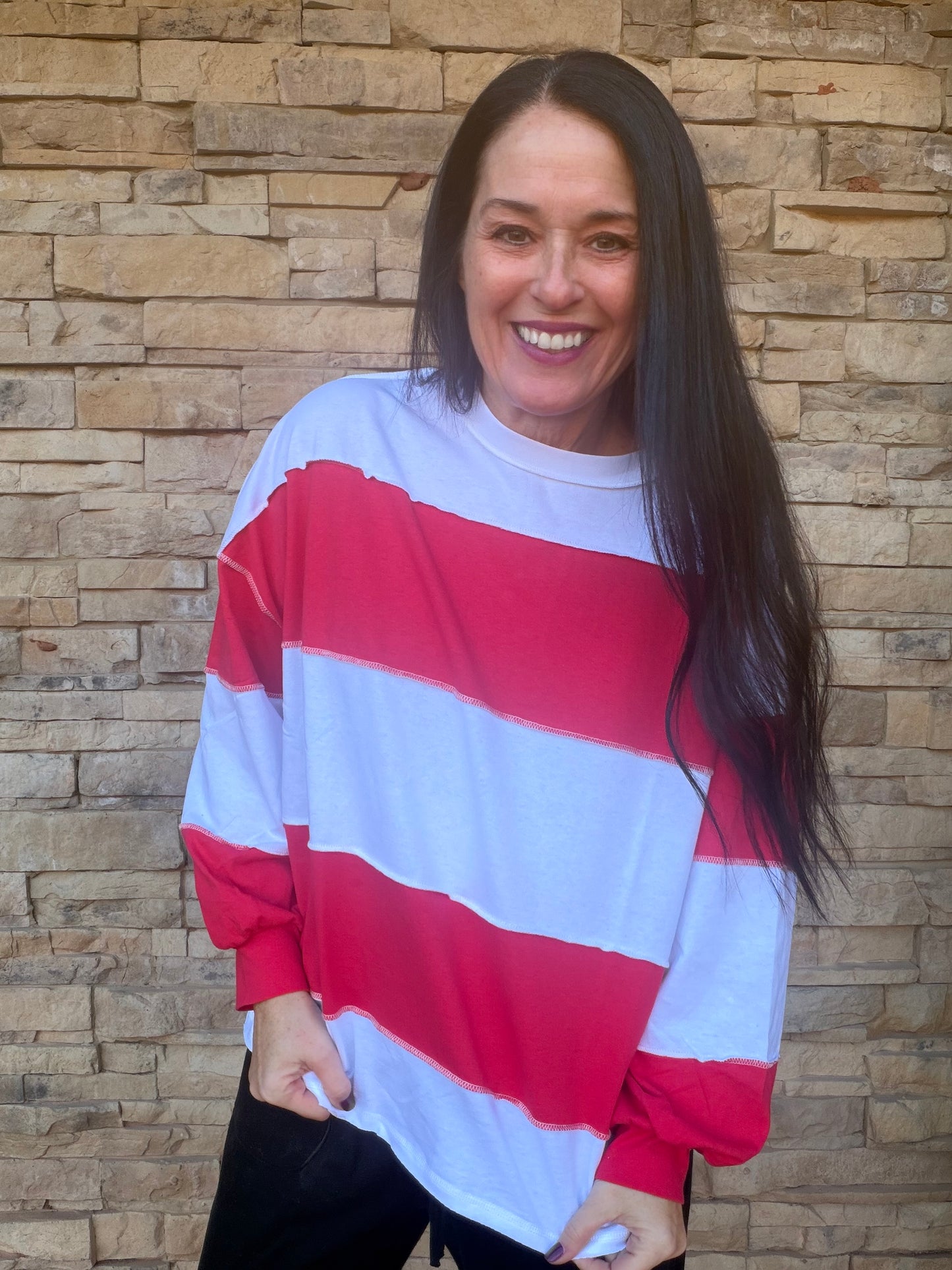 Aemi+Co Panel Boxy Top, Red