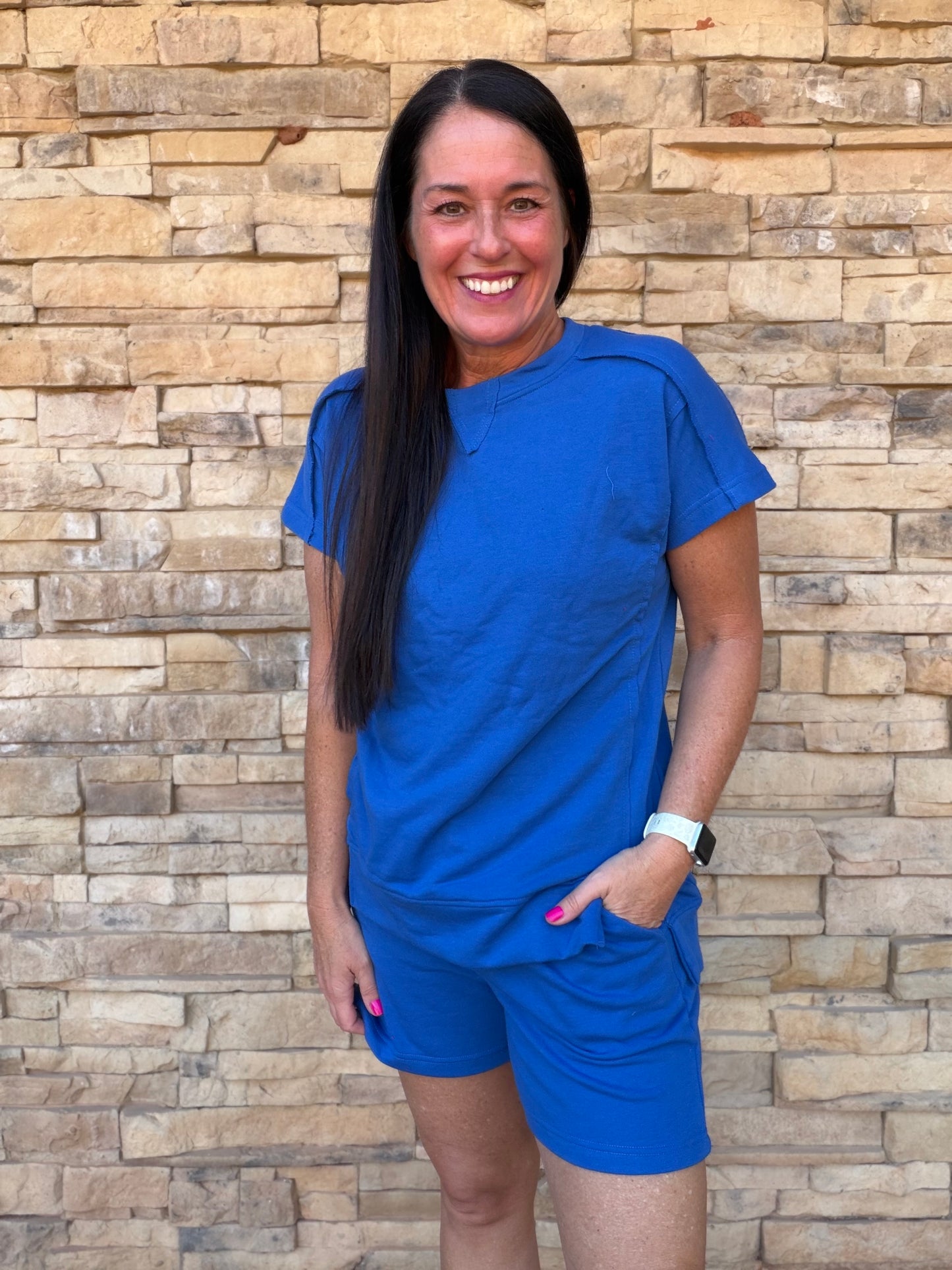 Mono B Raw Edge French Terry Set, Deep Indigo