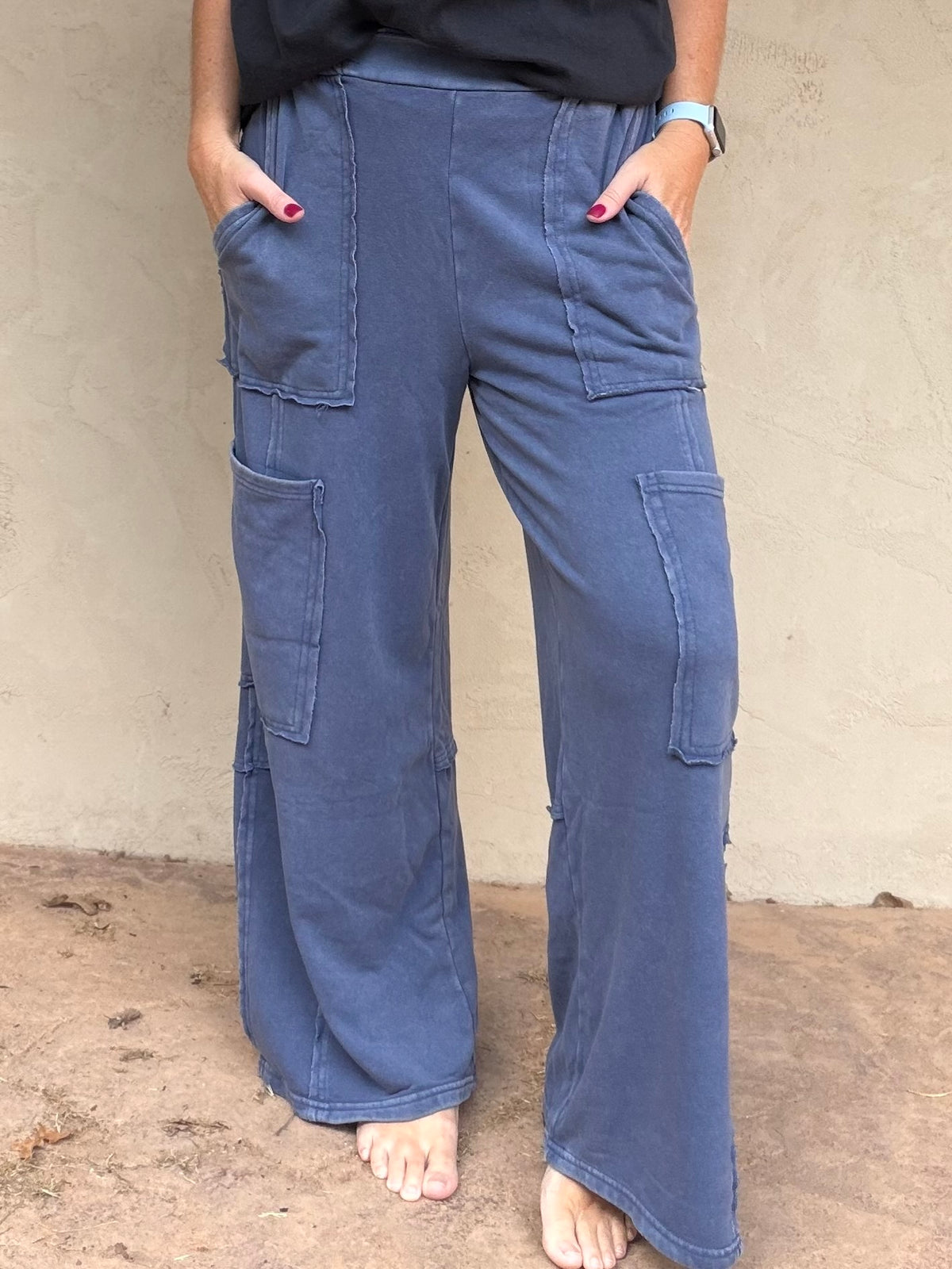 Hyfve Mineral Wash Cargo Pants, Navy