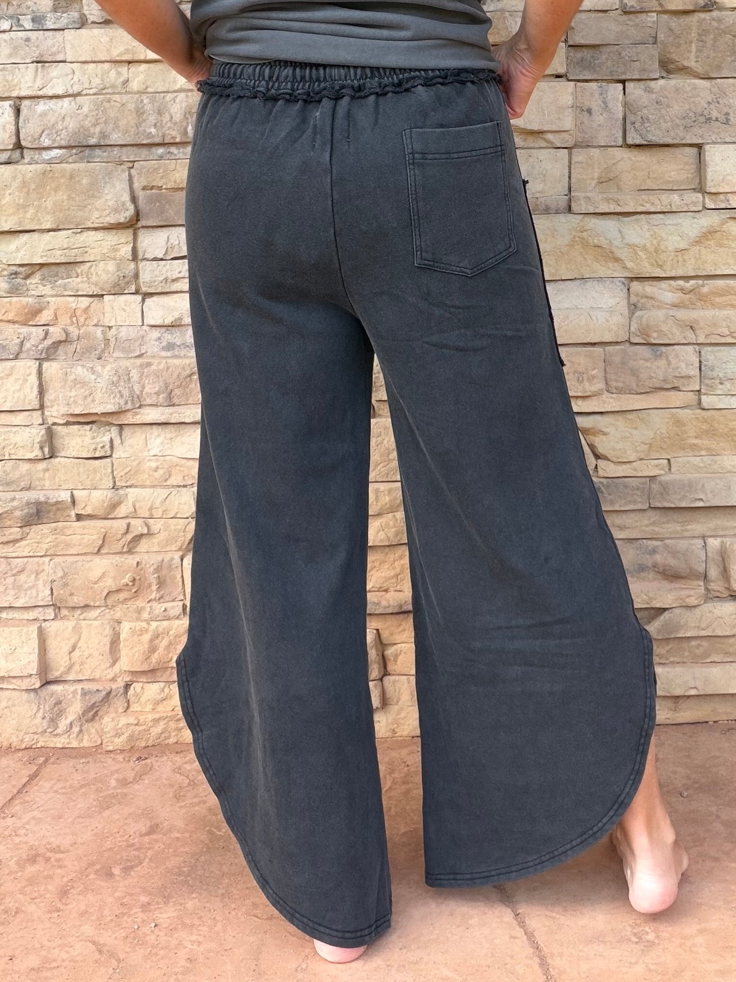 Mineral Washed Tulip Pants, Charcoal Black