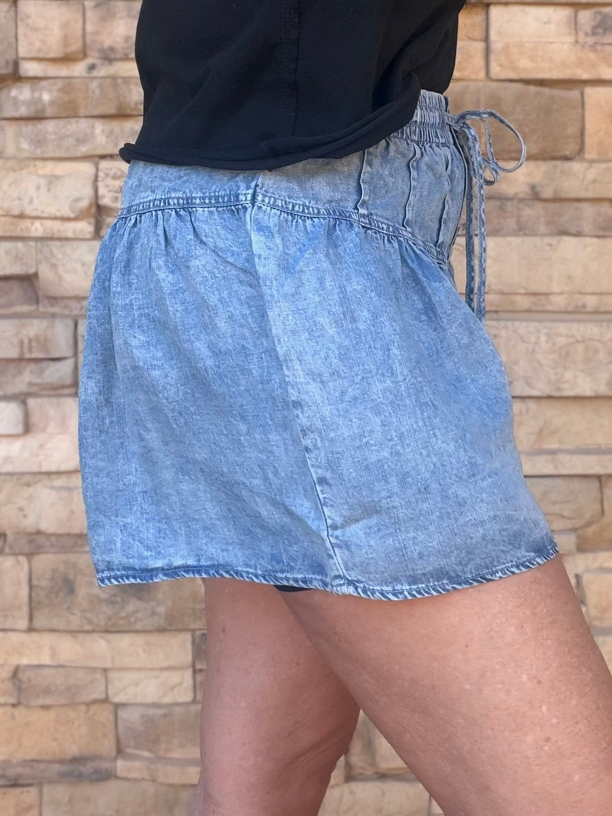 Chambray Button Down Shorts