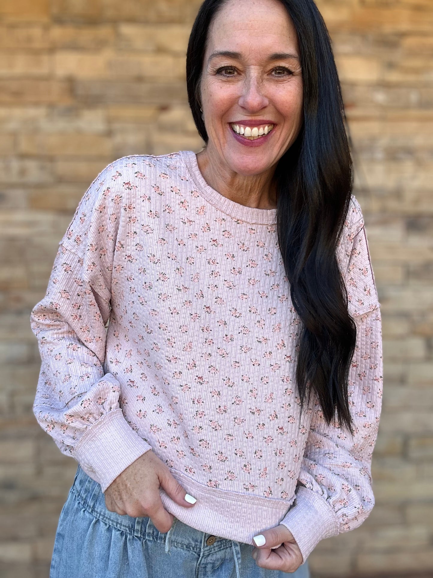 Floral Sweatshirt, Blush