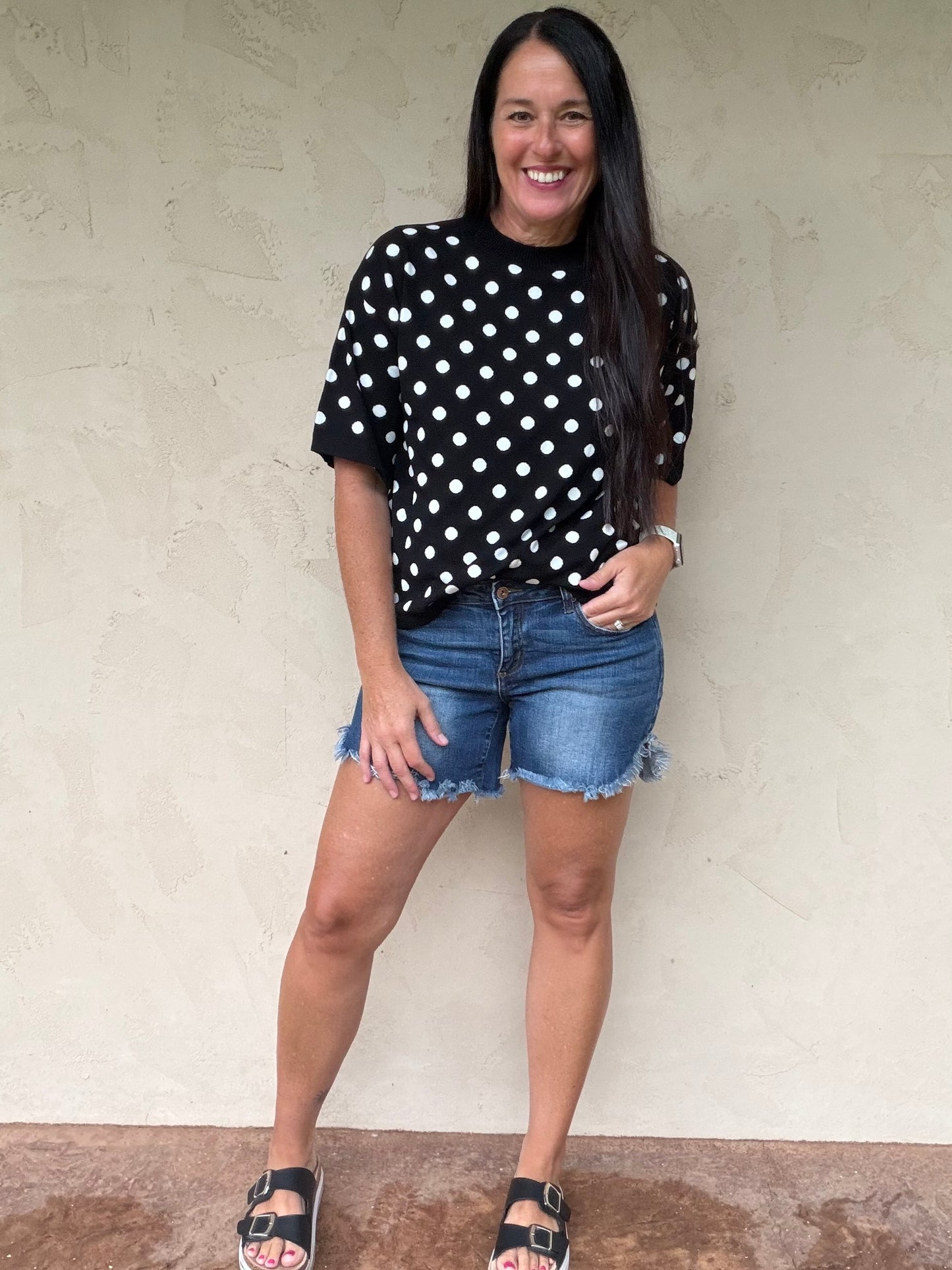 Polka Dot Sweater, Black/White