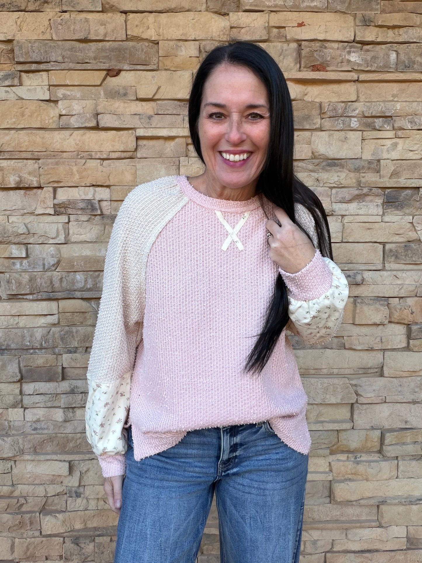 Raglan Colorblock Top, Pink