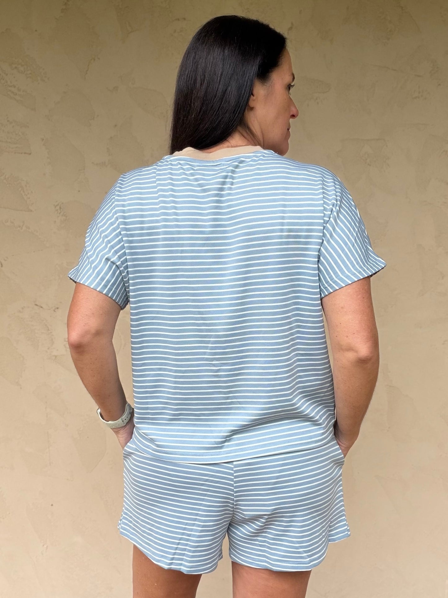 Summer Days Stripe Set, Blue/Taupe