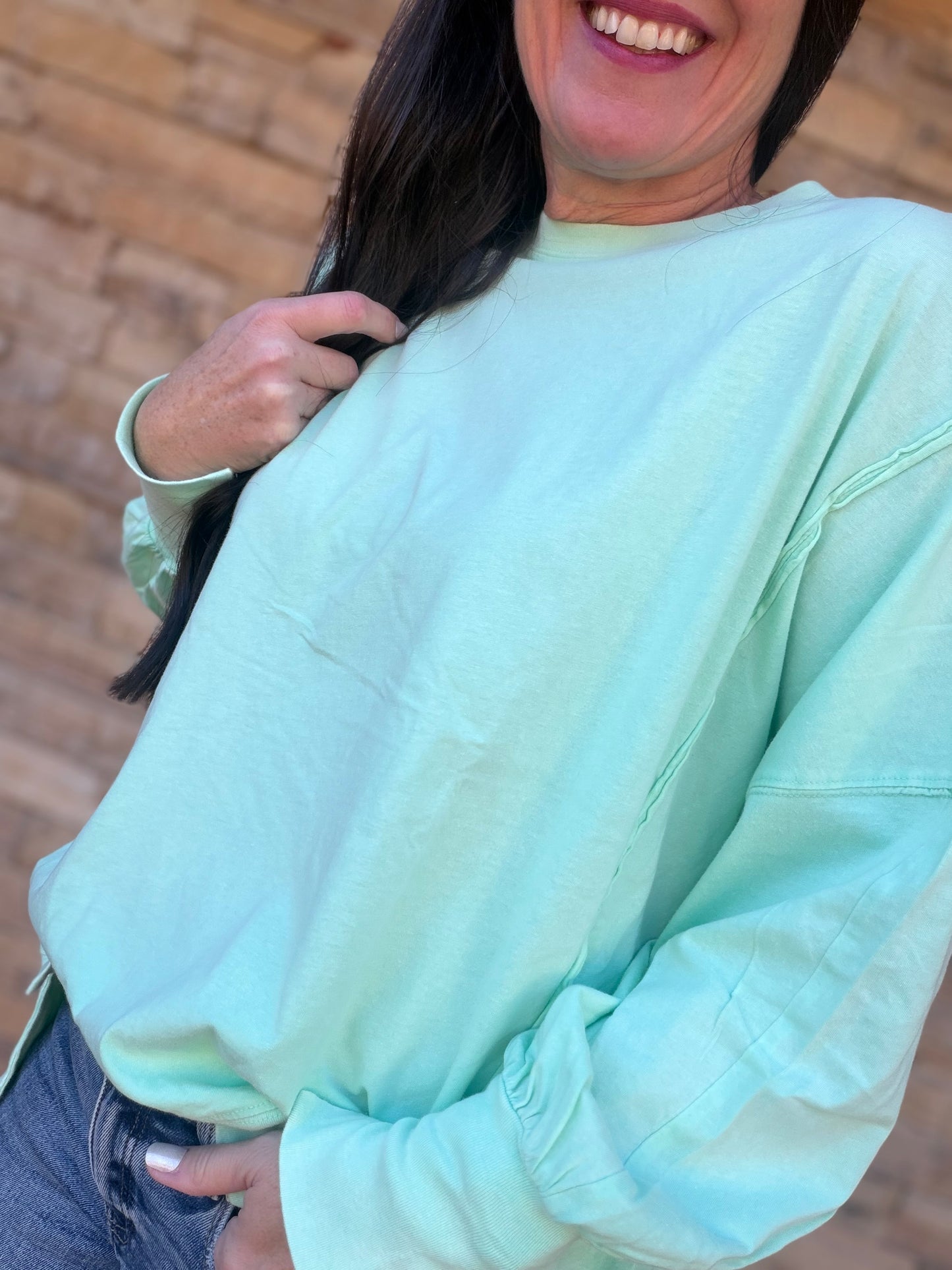 Oversized Seam Detail Sweatshirt, Mint