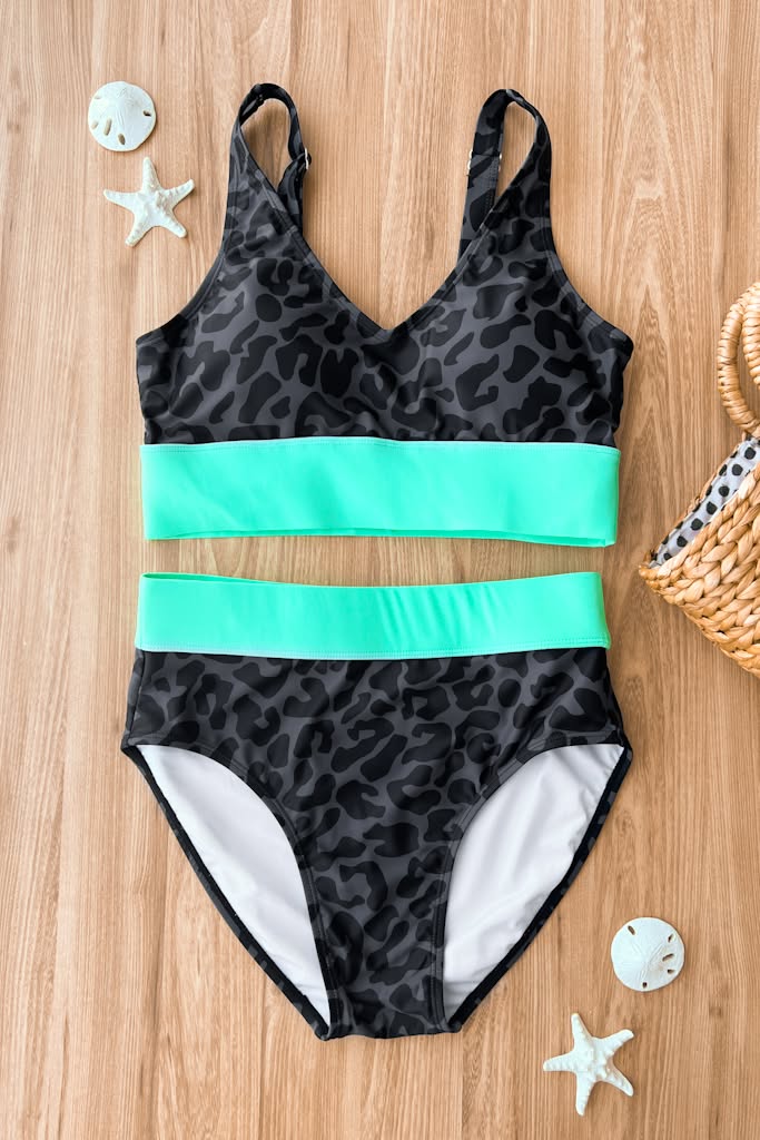 Mack And Mal Mint Leopard Bikini