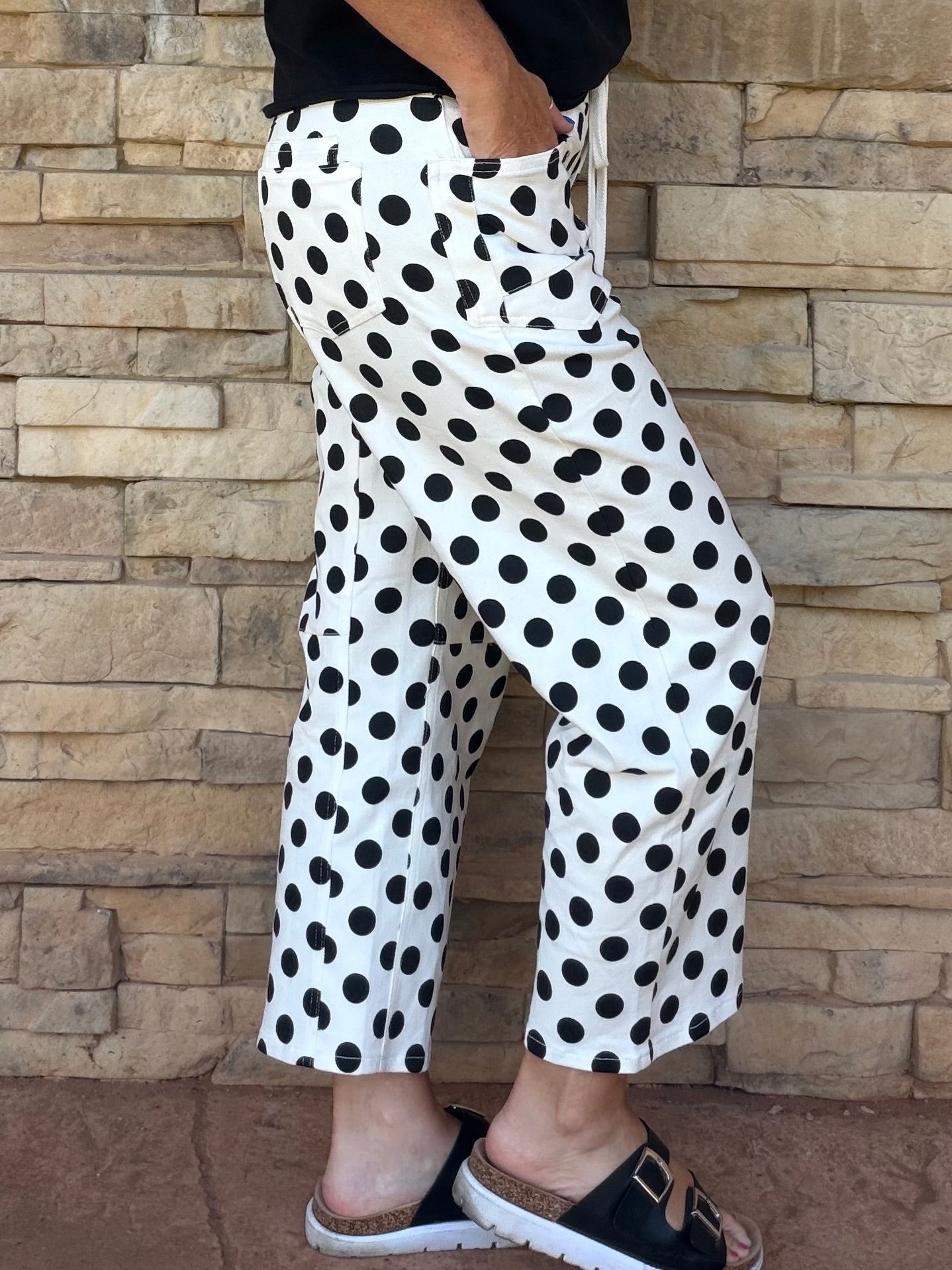 Polka Dot Pants, White/Black
