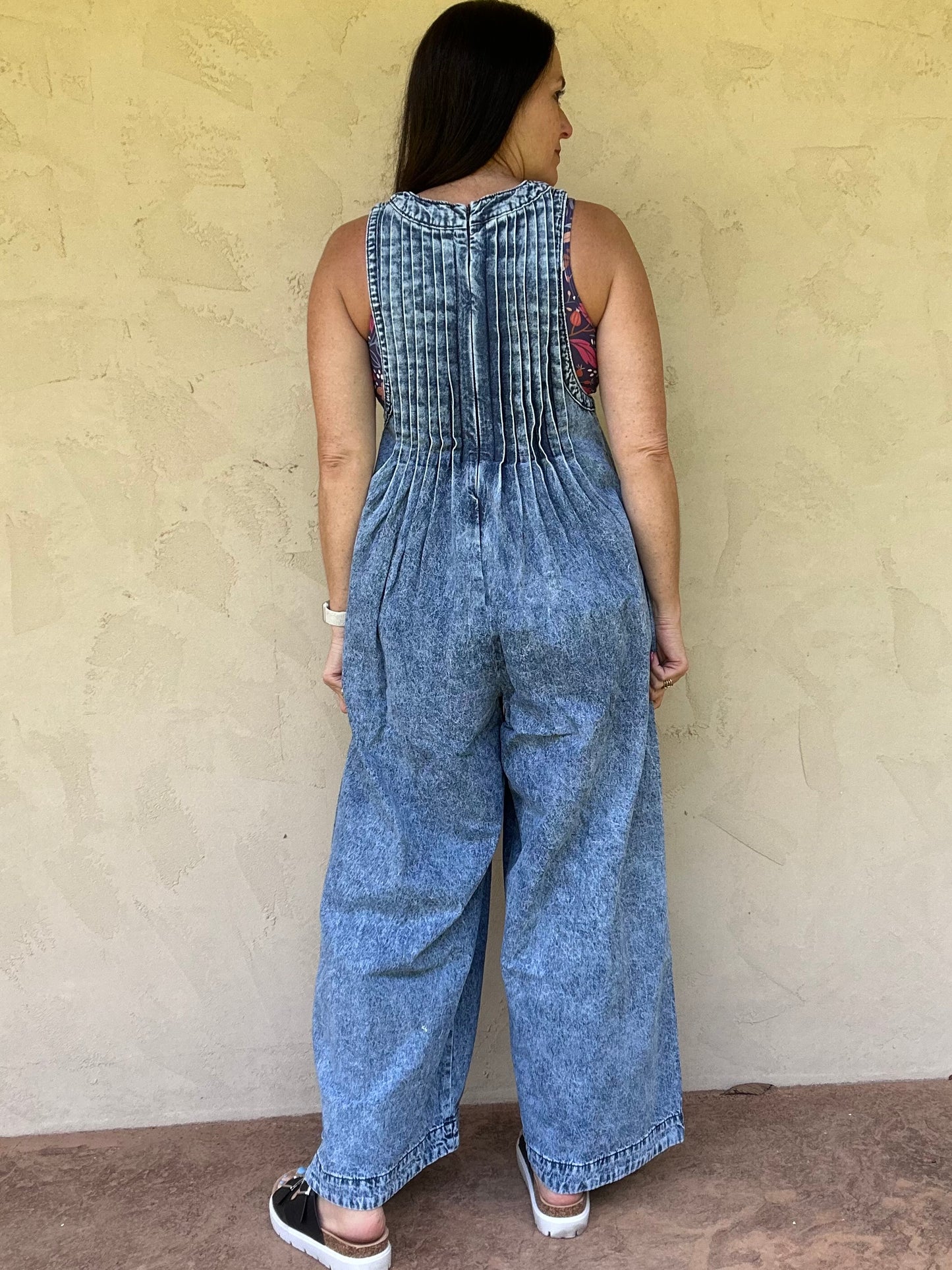 Pintuck Denim Jumpsuit