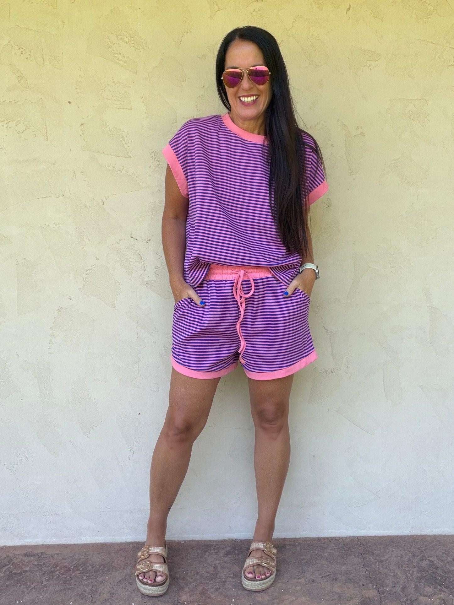 Striped Lounge Set, Pink/Royal