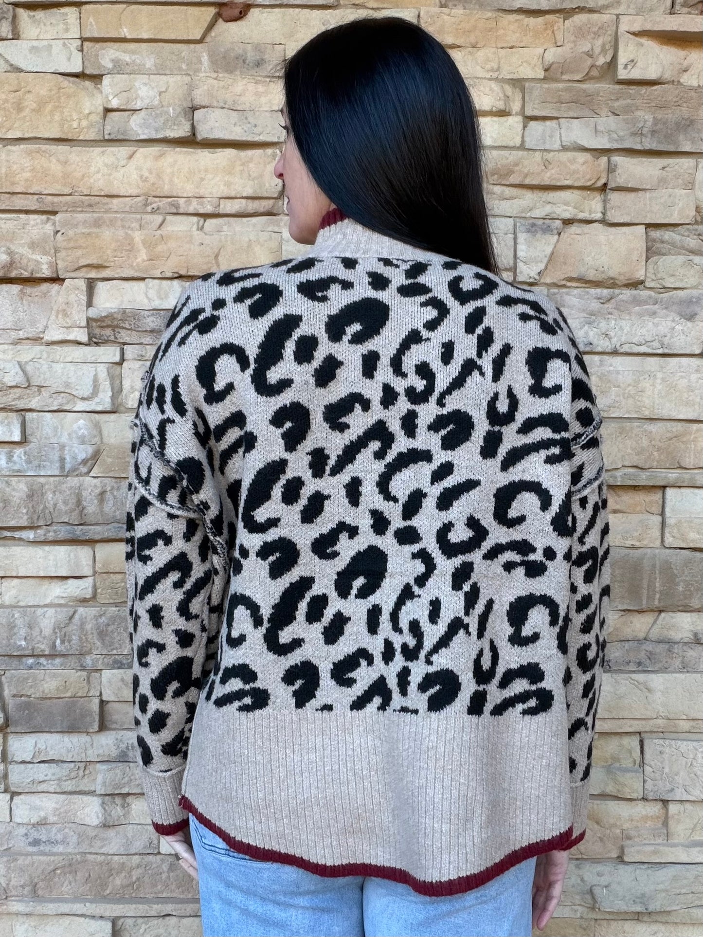 Leopard Mock Neck Sweater