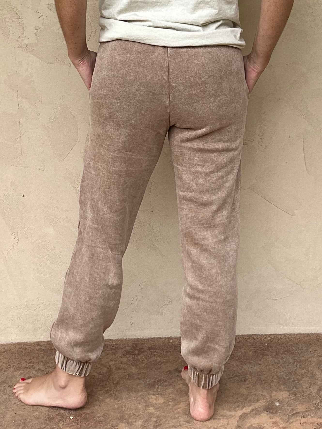 Zenana Acid Washed Joggers, Camel