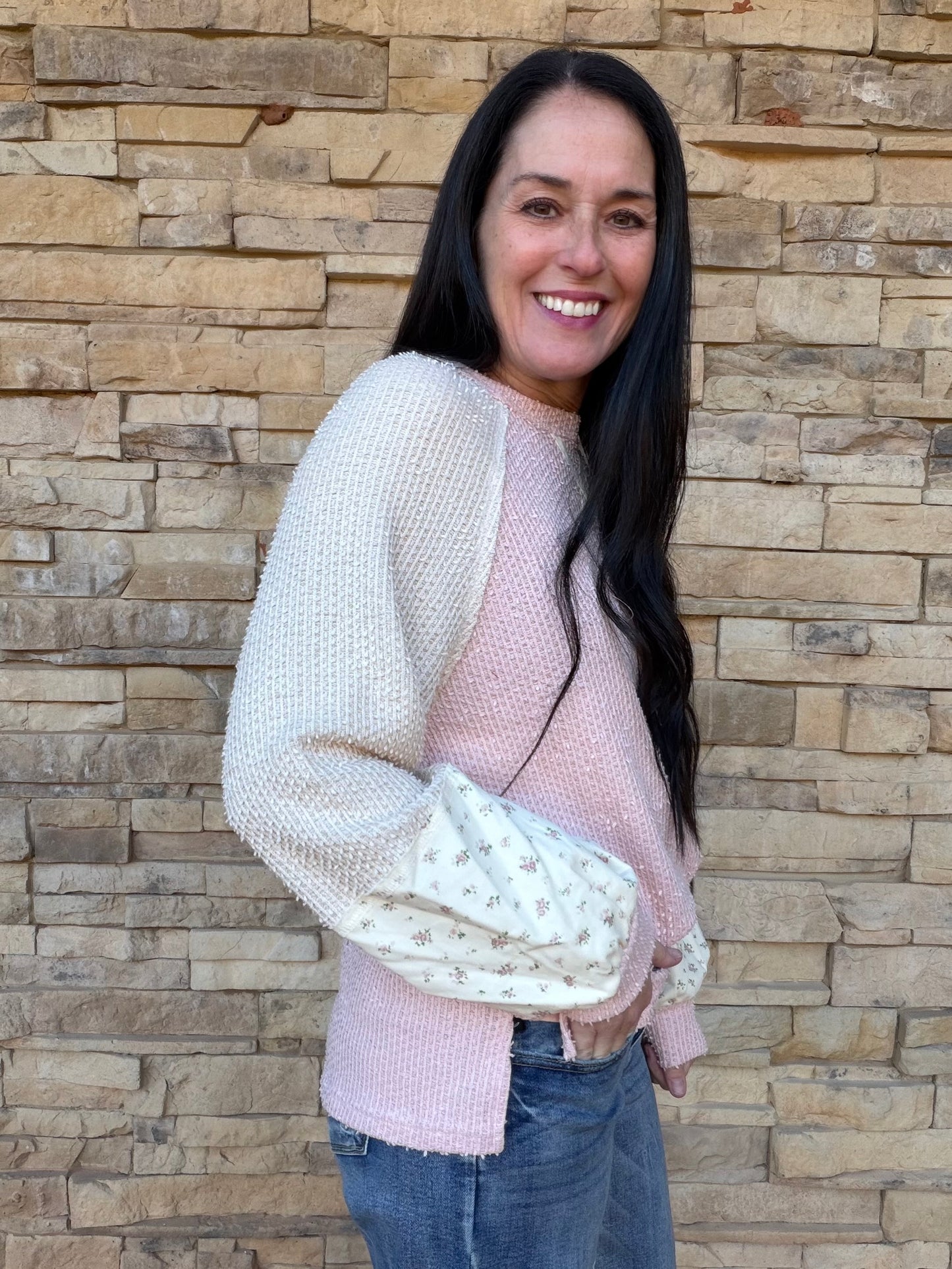 Raglan Colorblock Top, Pink