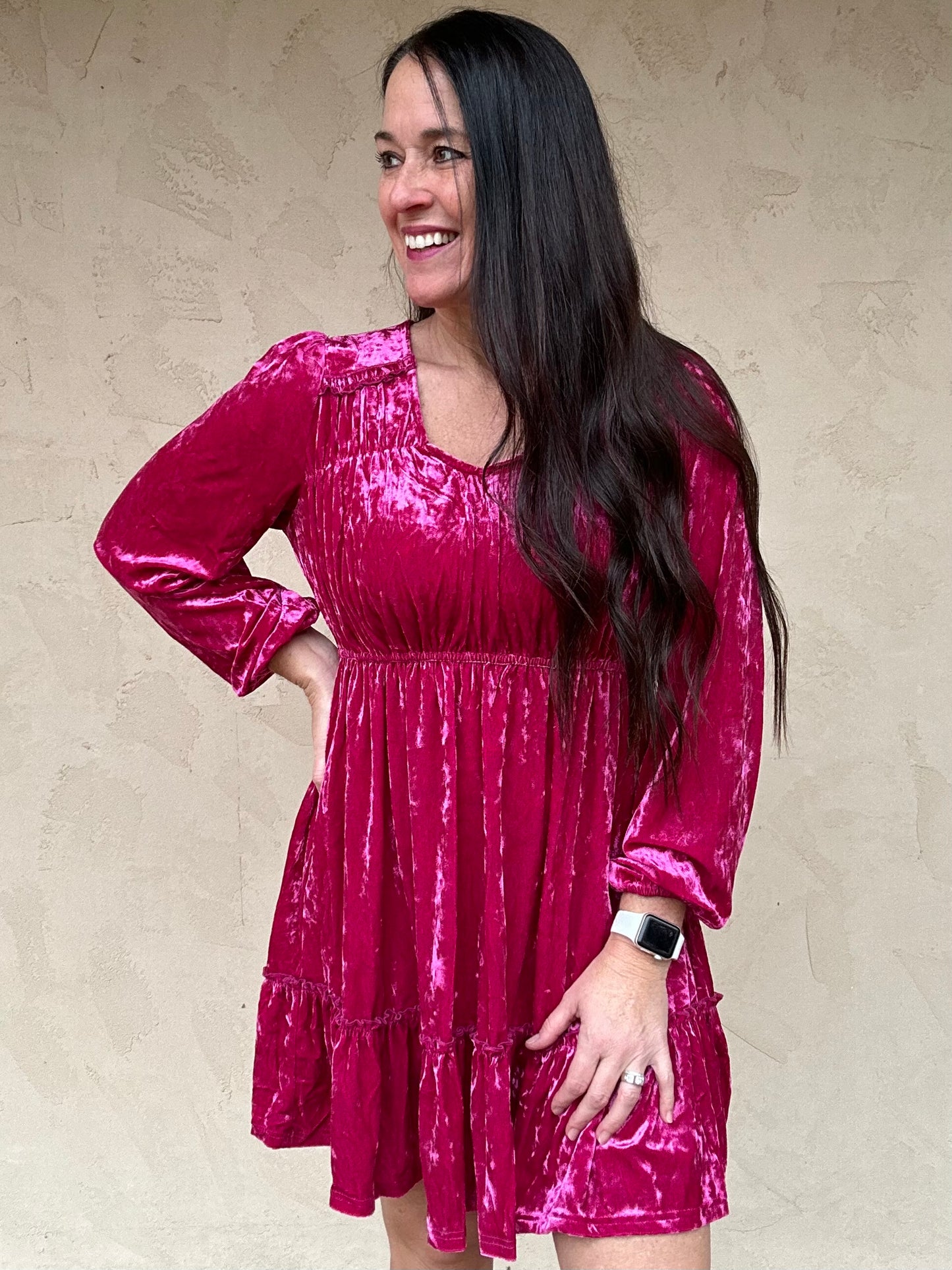 Velvet Dreams Dress, Magenta