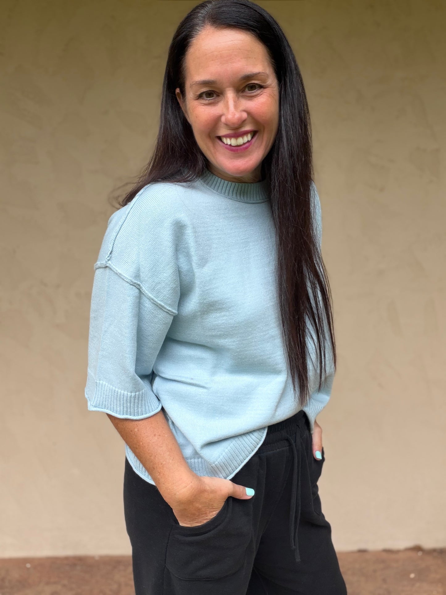 Lightweight Spring Sweater, Light Blue