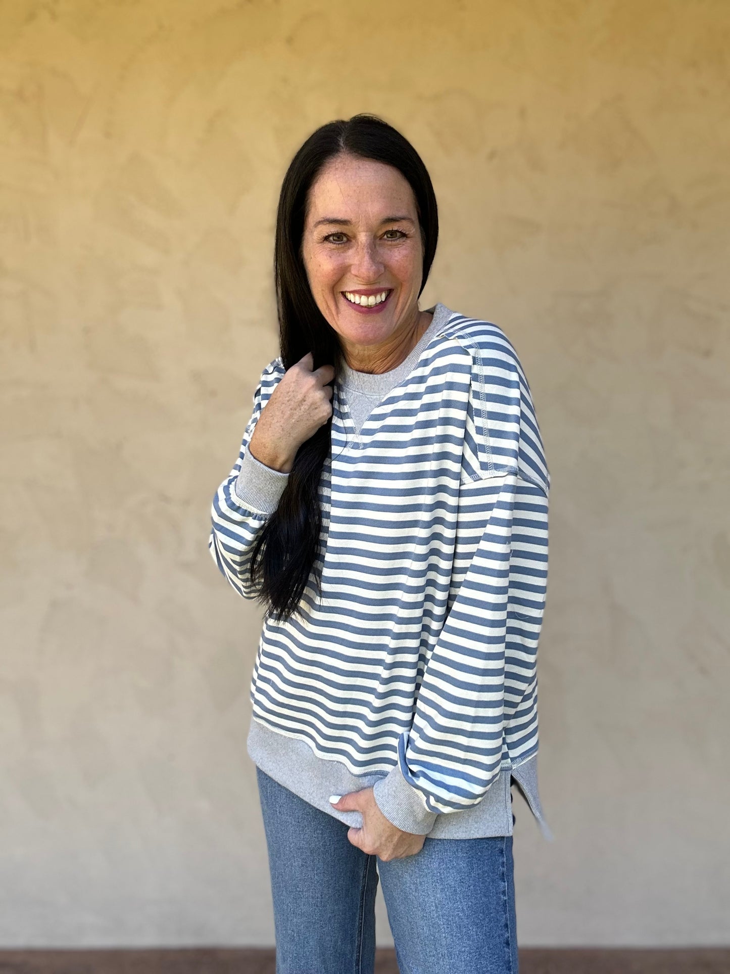 All Stripes Top, Denim