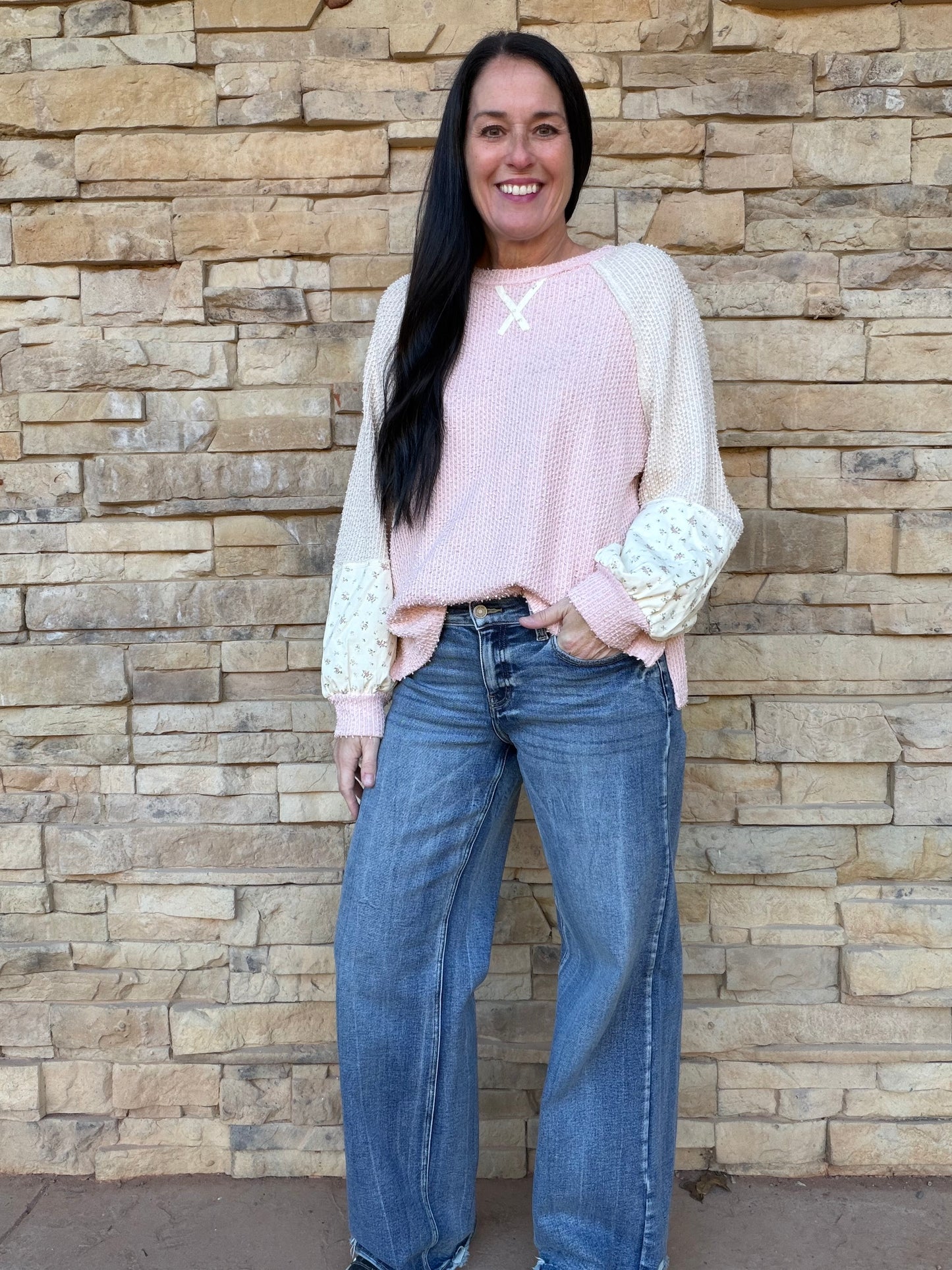 Raglan Colorblock Top, Pink