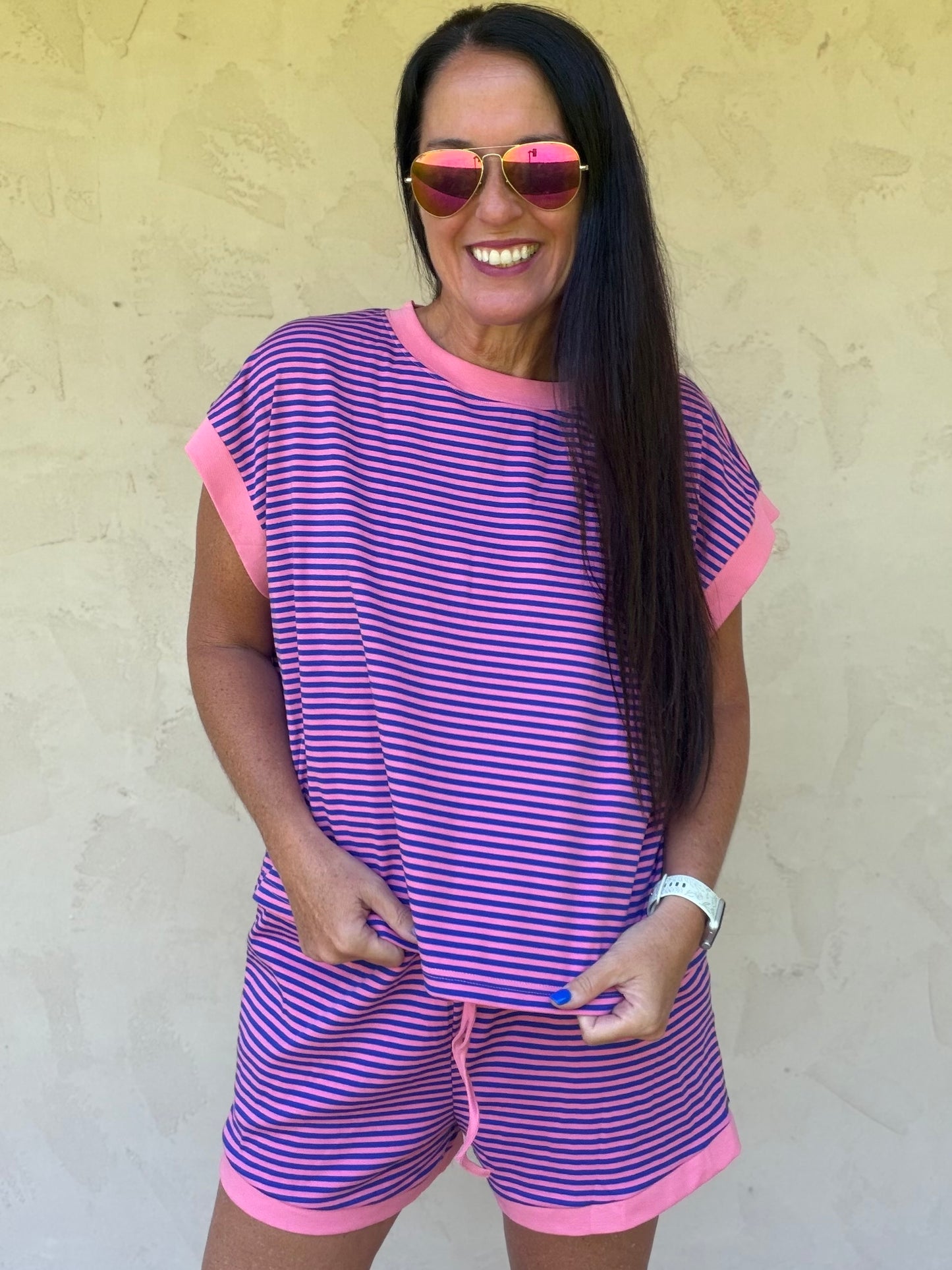 Striped Lounge Set, Pink/Royal