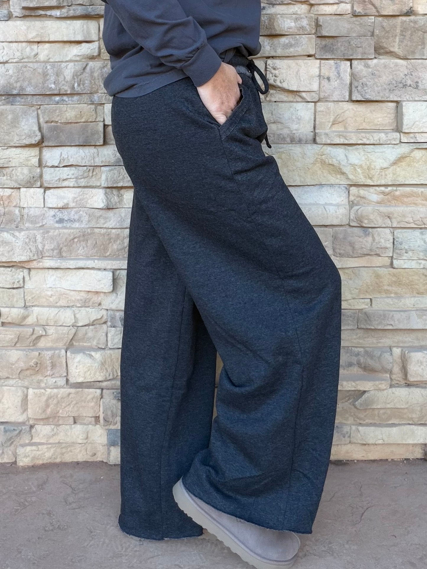 Zenana Wide Leg Sweatpants, Black