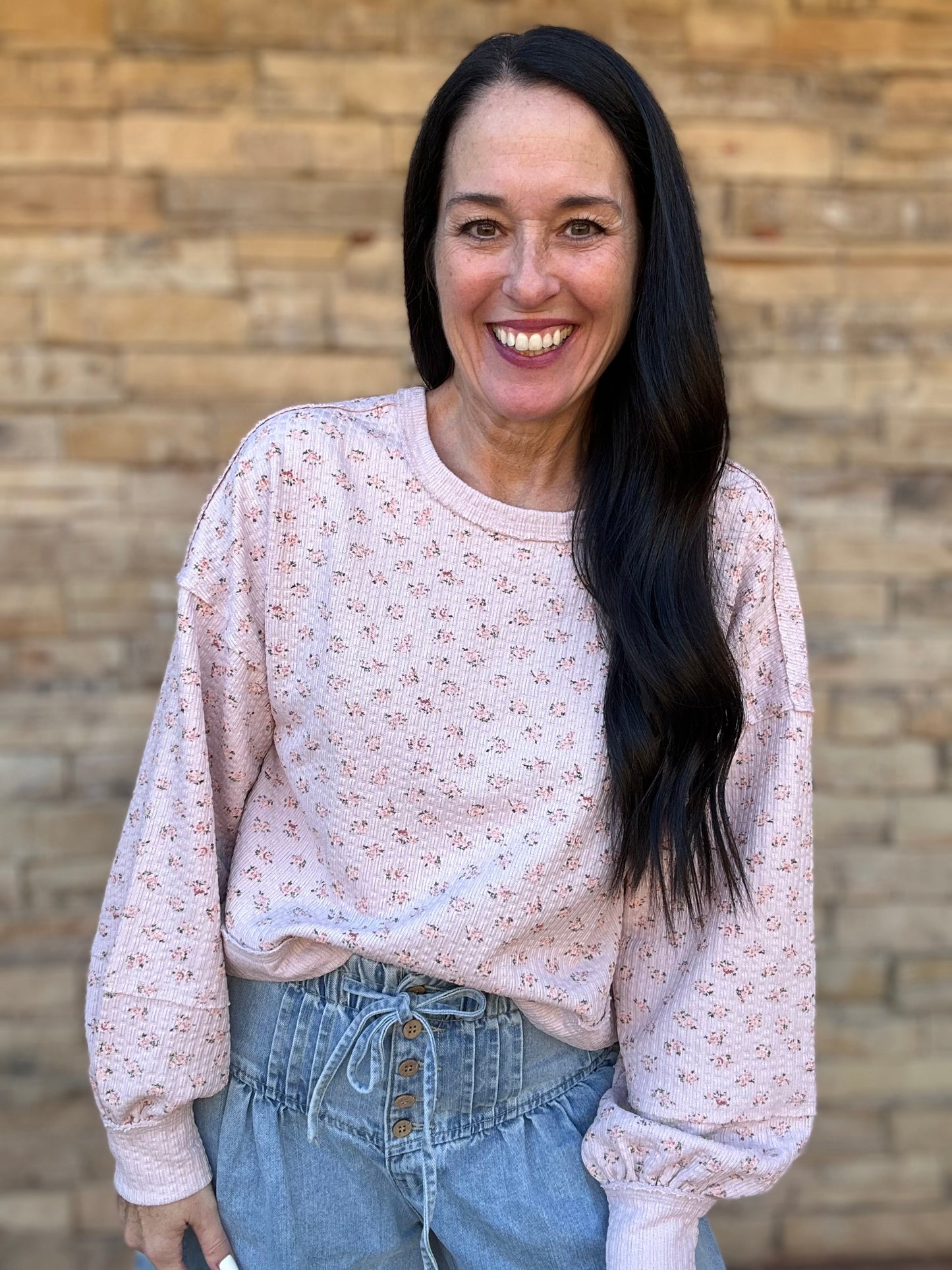 Floral Sweatshirt, Blush