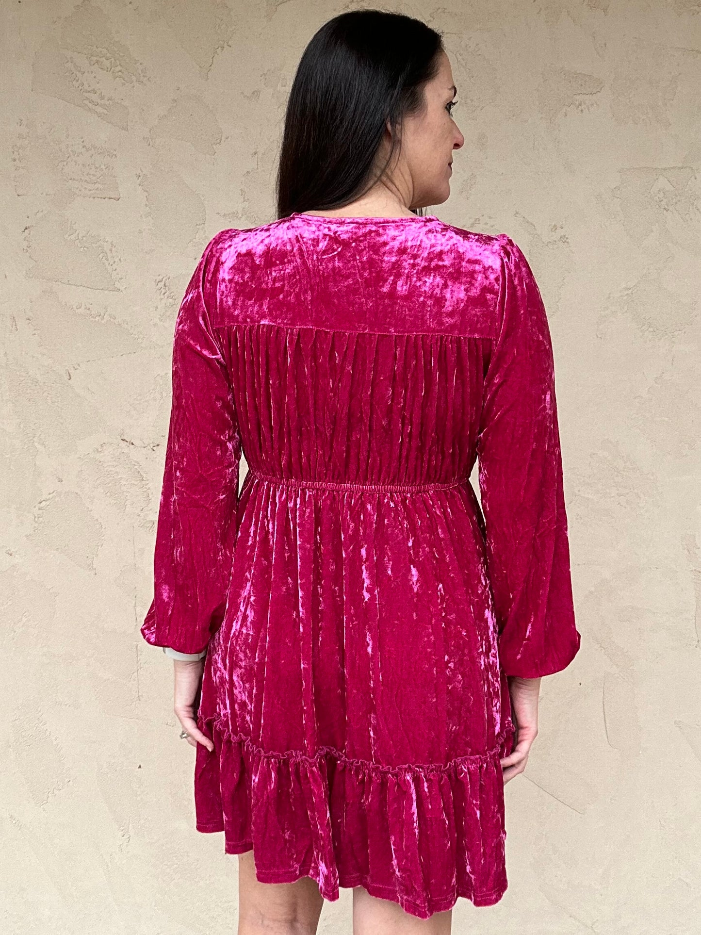 Velvet Dreams Dress, Magenta