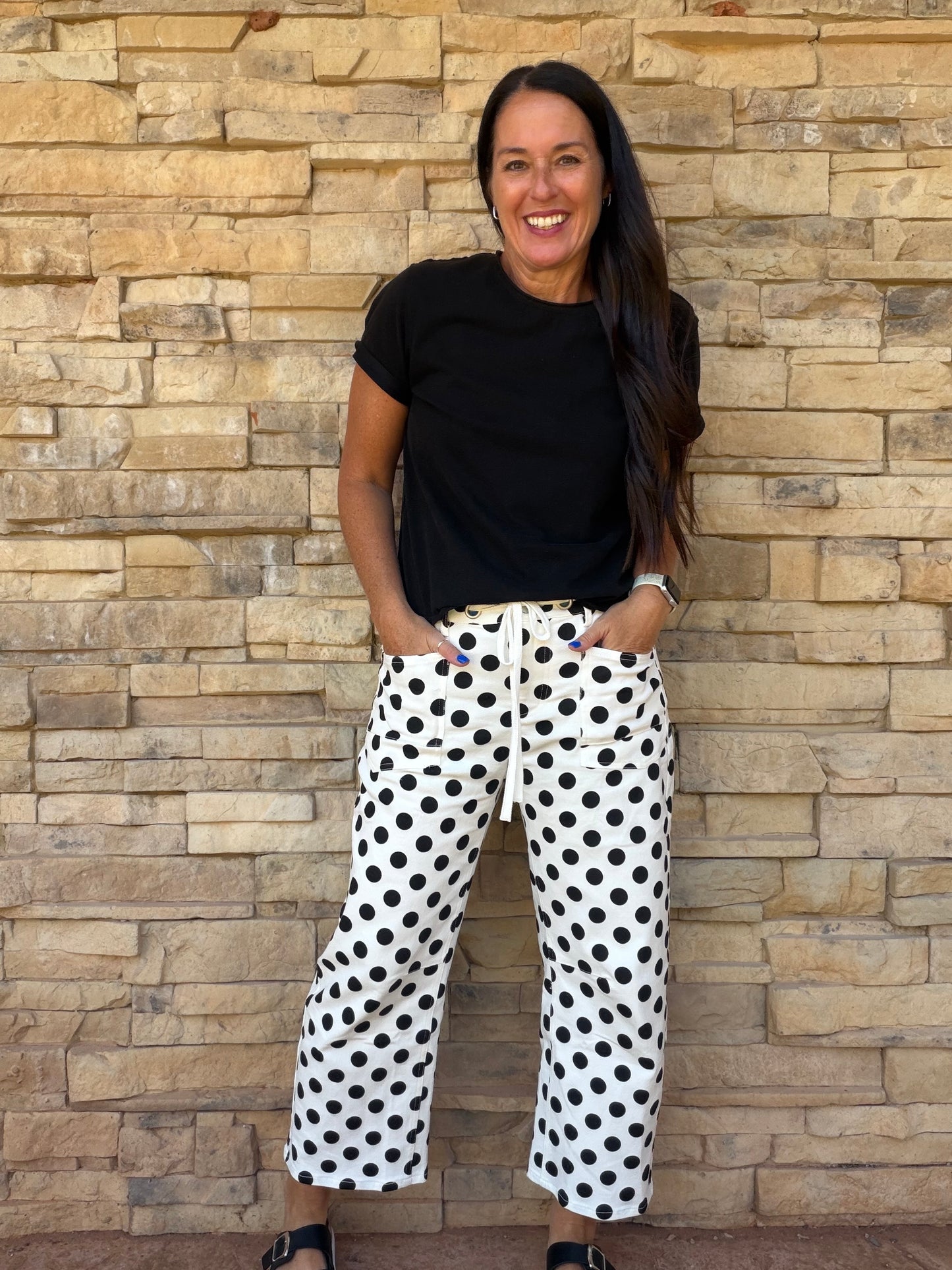 Polka Dot Pants, White/Black