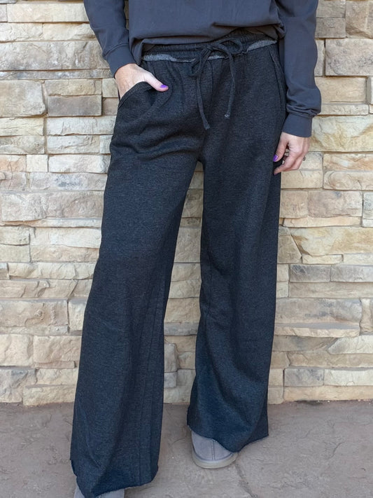 Zenana Wide Leg Sweatpants, Black