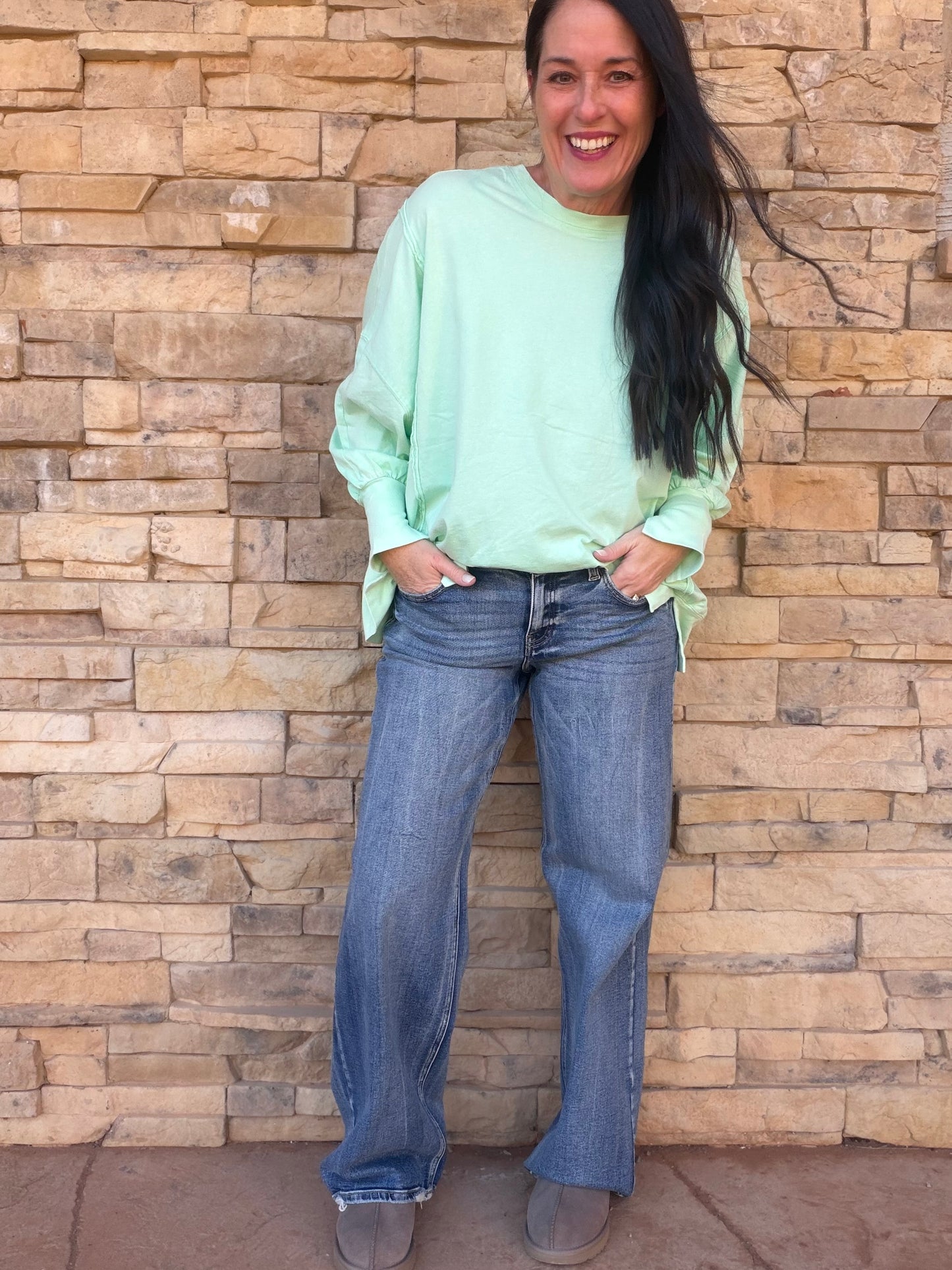 Oversized Seam Detail Sweatshirt, Mint