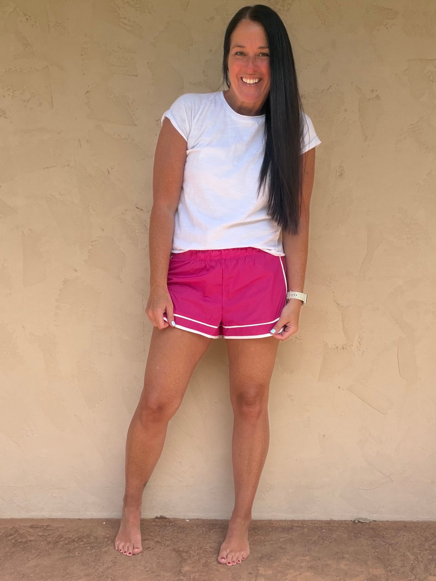 Mono B Dolphin Shorts, Plum Pink