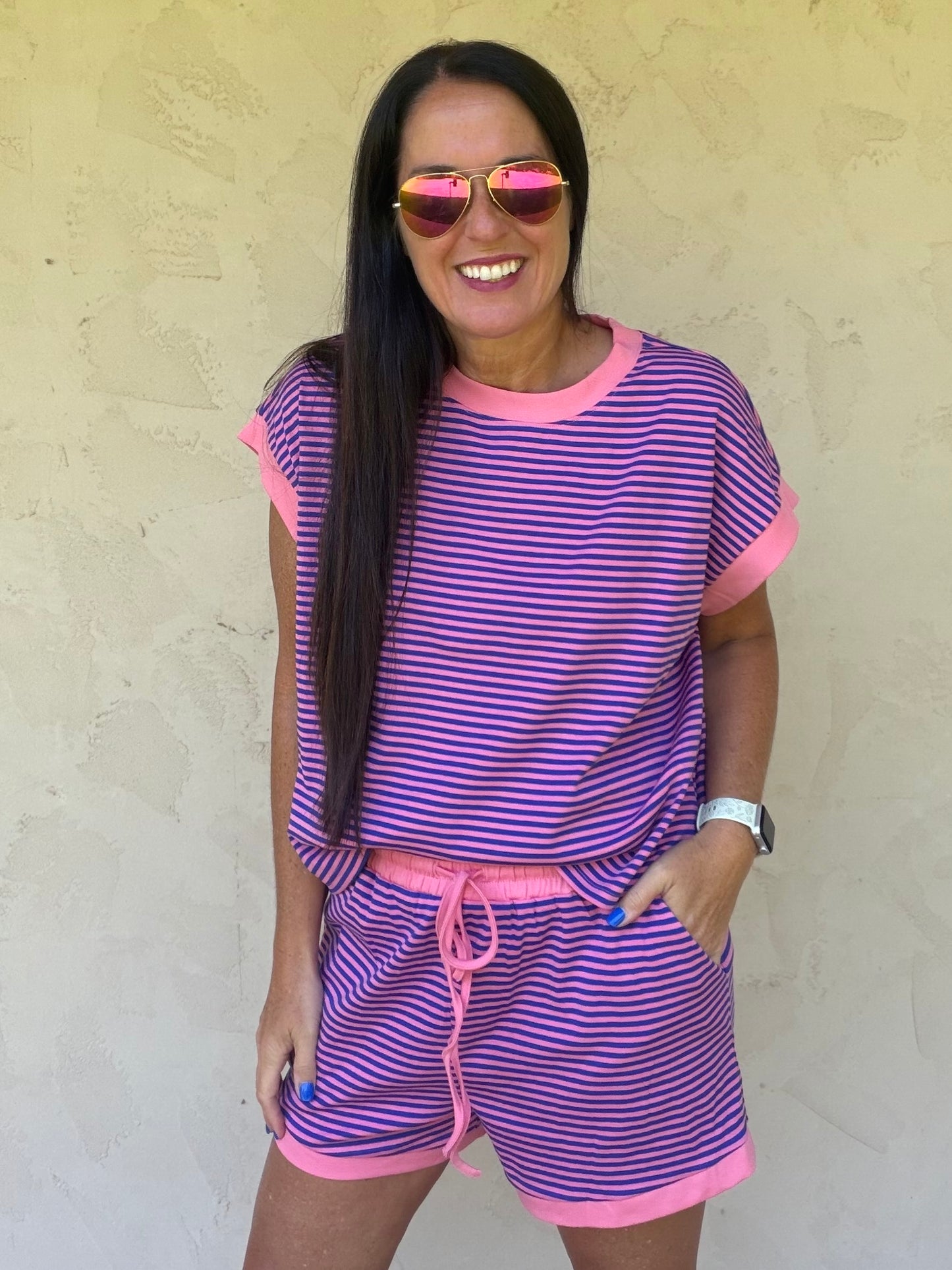 Striped Lounge Set, Pink/Royal