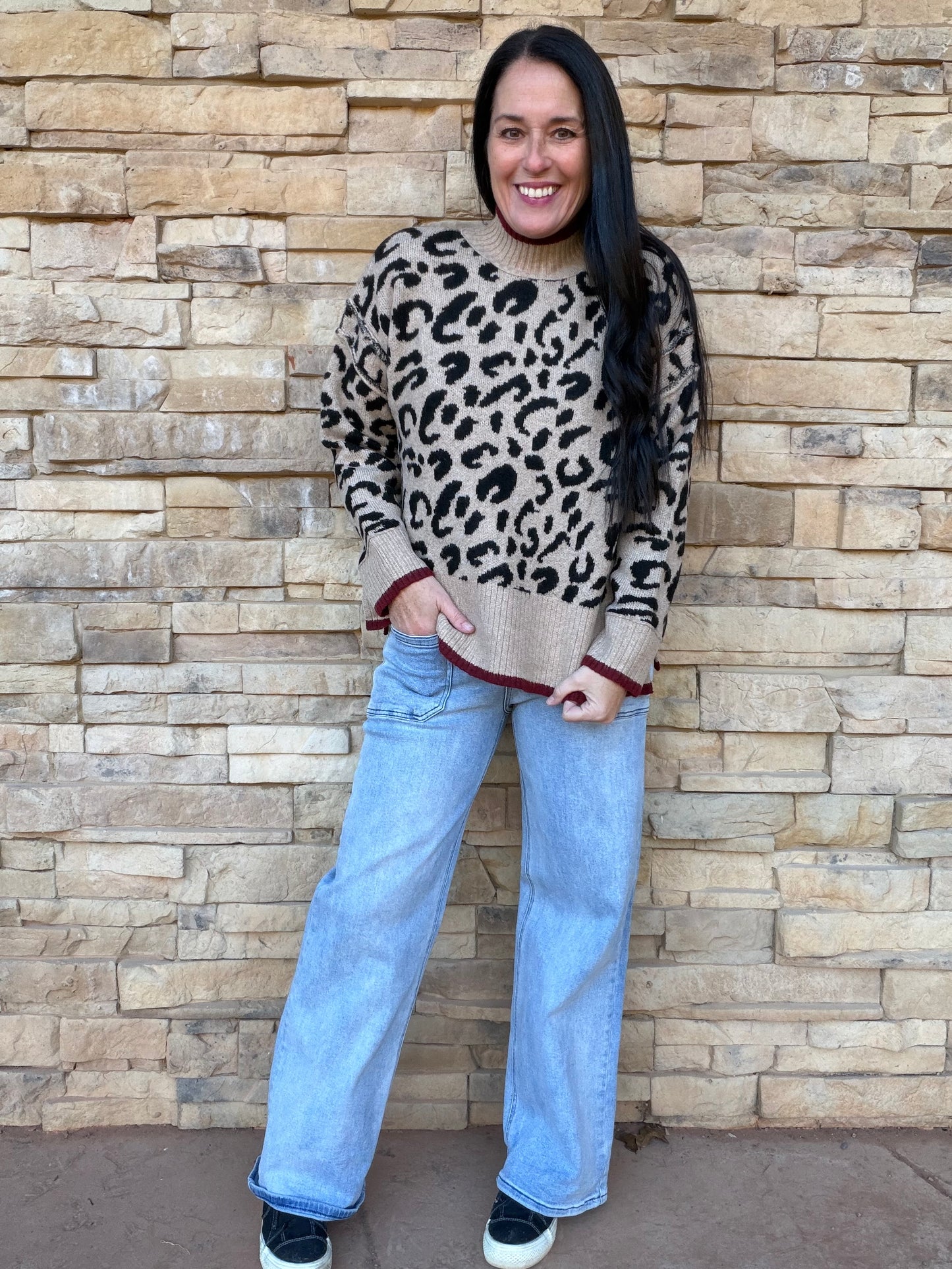 Leopard Mock Neck Sweater