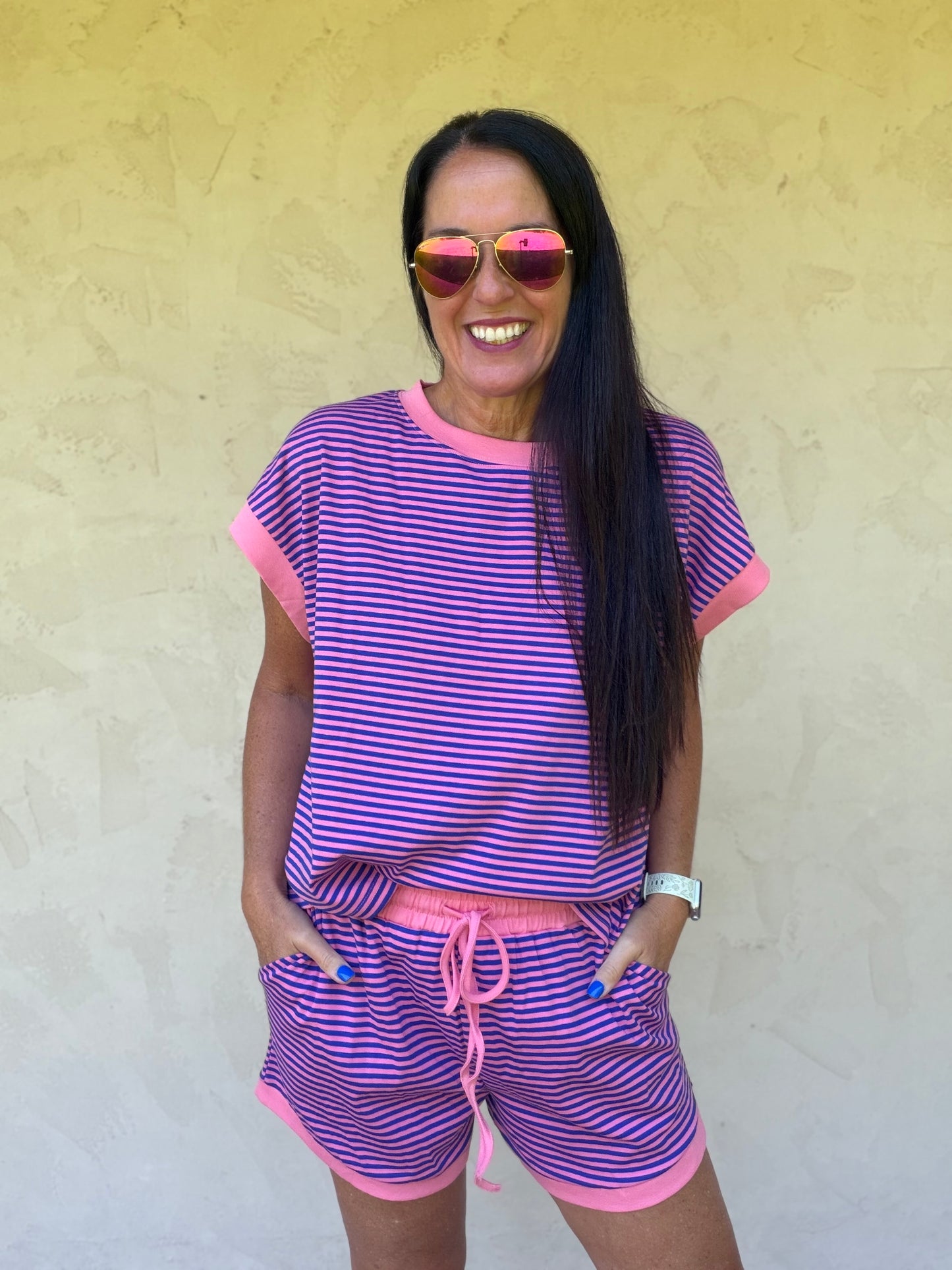 Striped Lounge Set, Pink/Royal