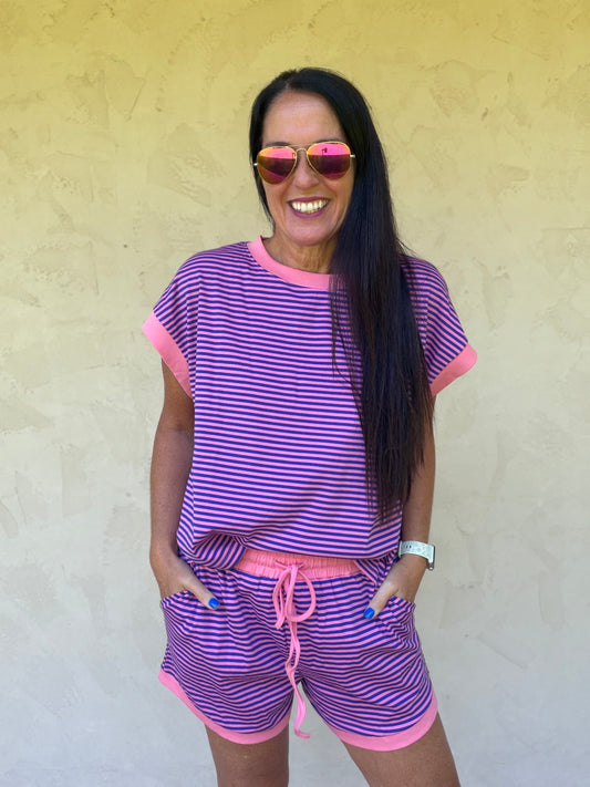 Striped Lounge Set, Pink/Royal