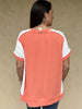Colorblock Ribbed Top, Coral