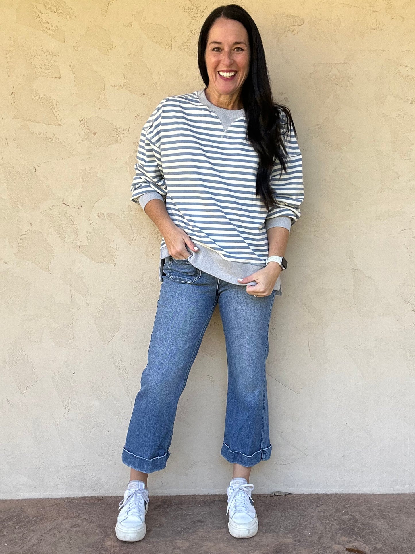 All Stripes Top, Denim