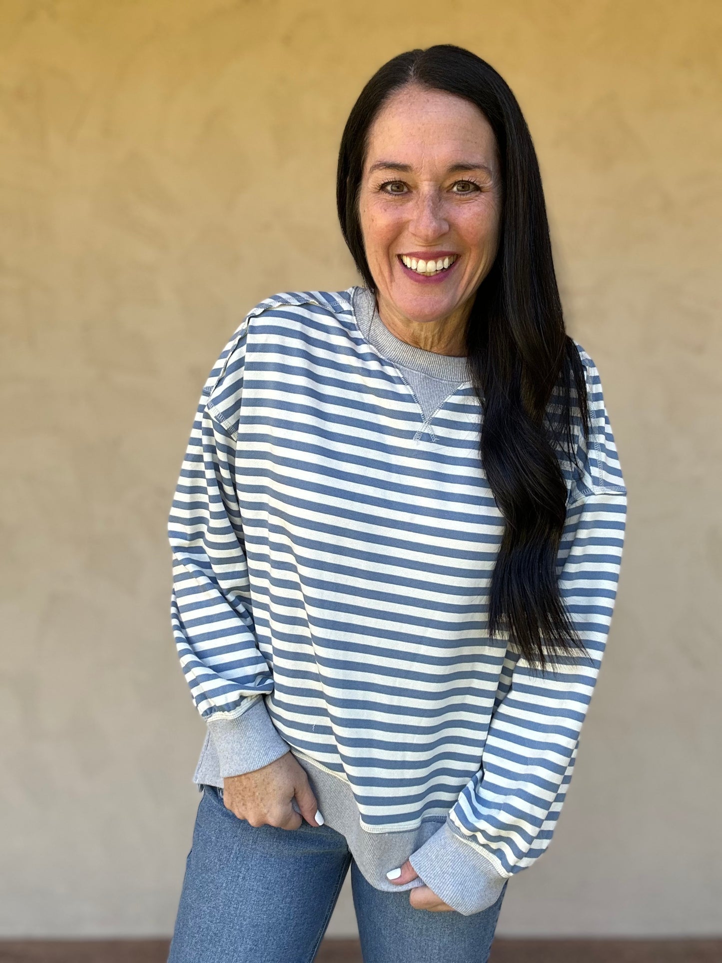 All Stripes Top, Denim