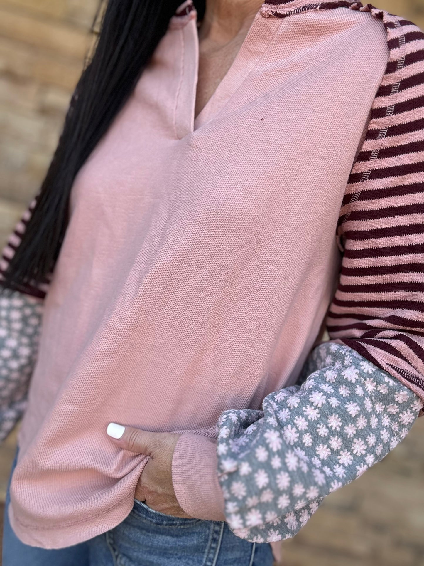 Floral Sleeve Top, Blush
