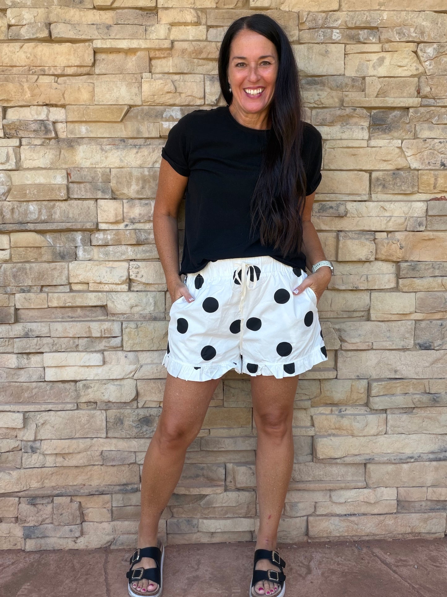Ruffle Hem Polka Dot Shorts