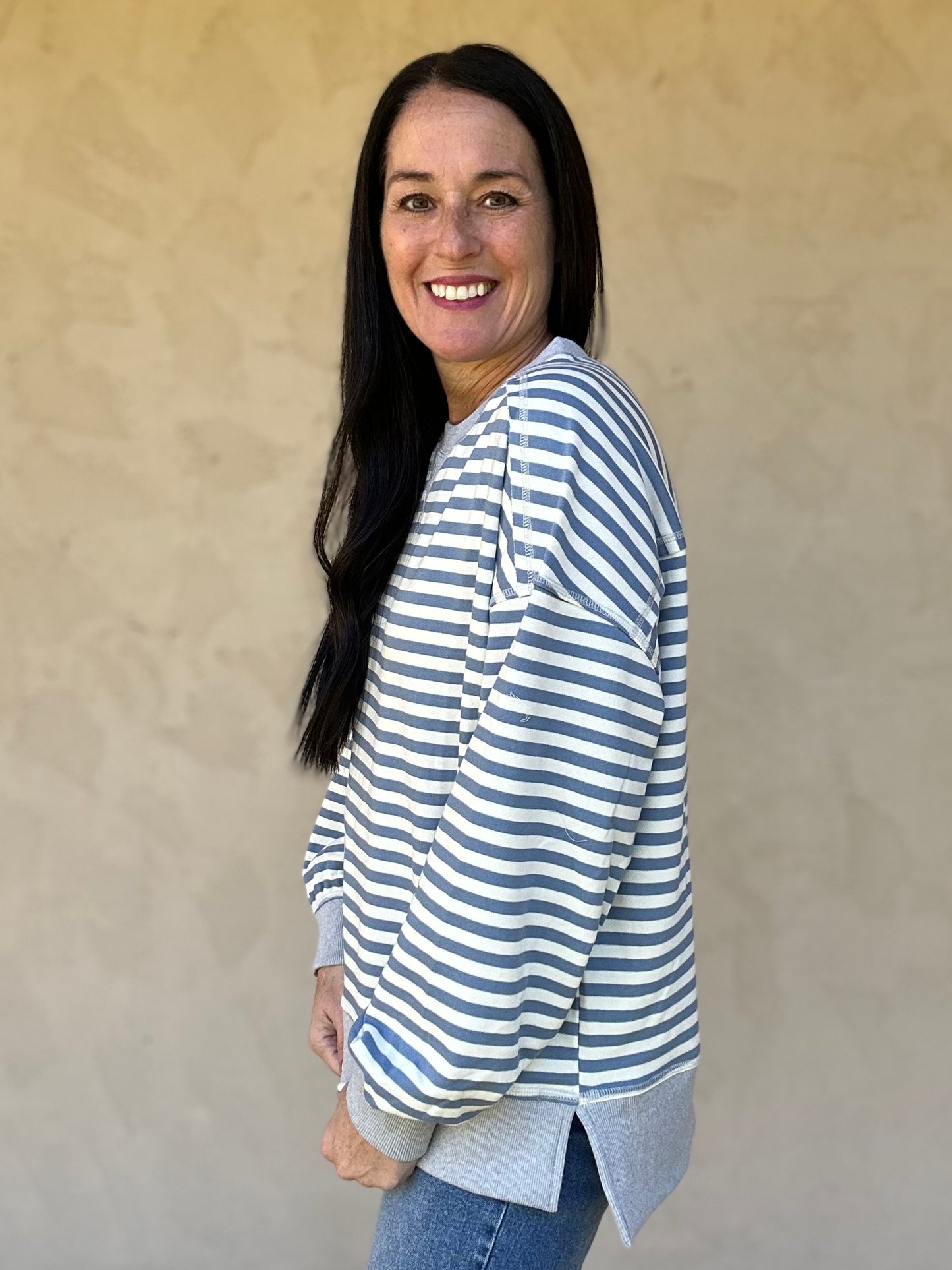 All Stripes Top, Denim