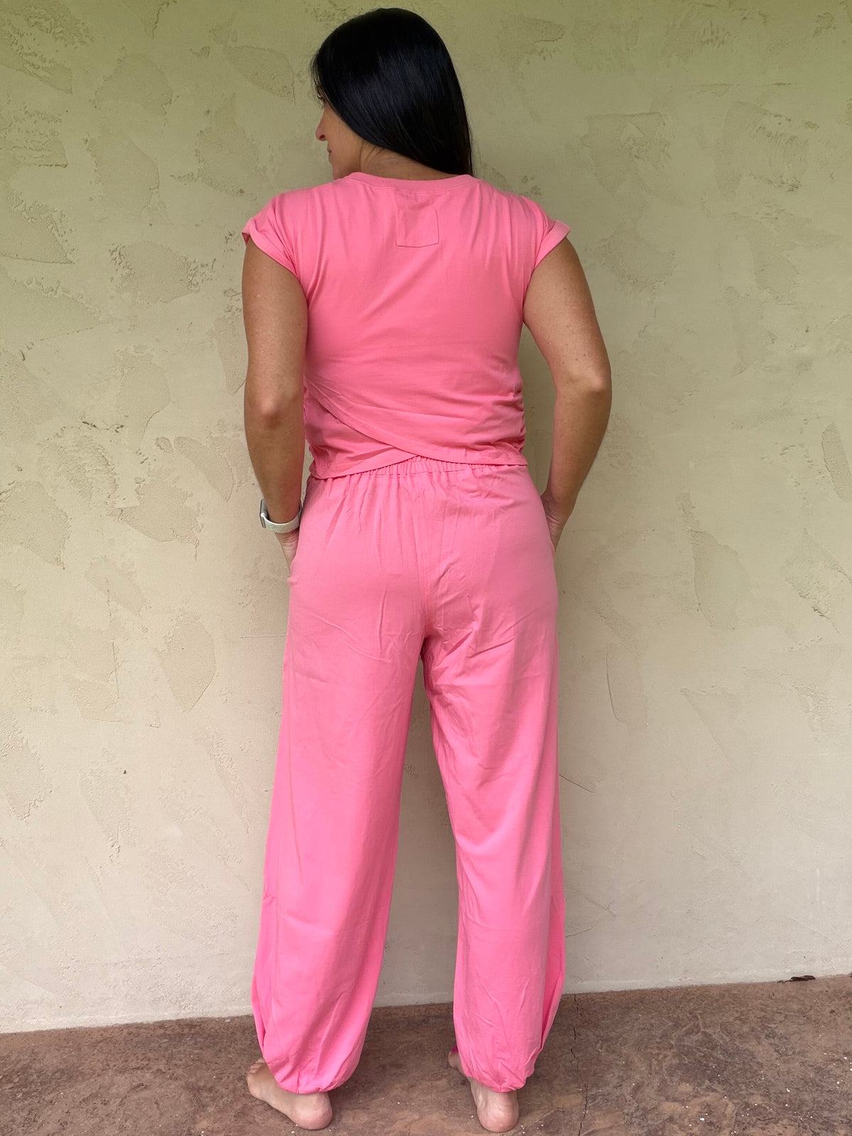 Veveret Cropped Top Set, Pink