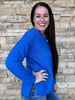 Zenana Henley Sweater, Ocean Blue