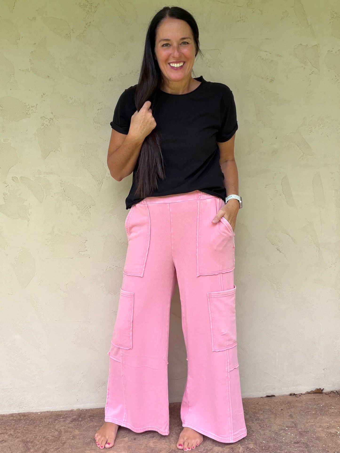 Hyfve Mineral Wash Cargo Pants, Taffy Pink