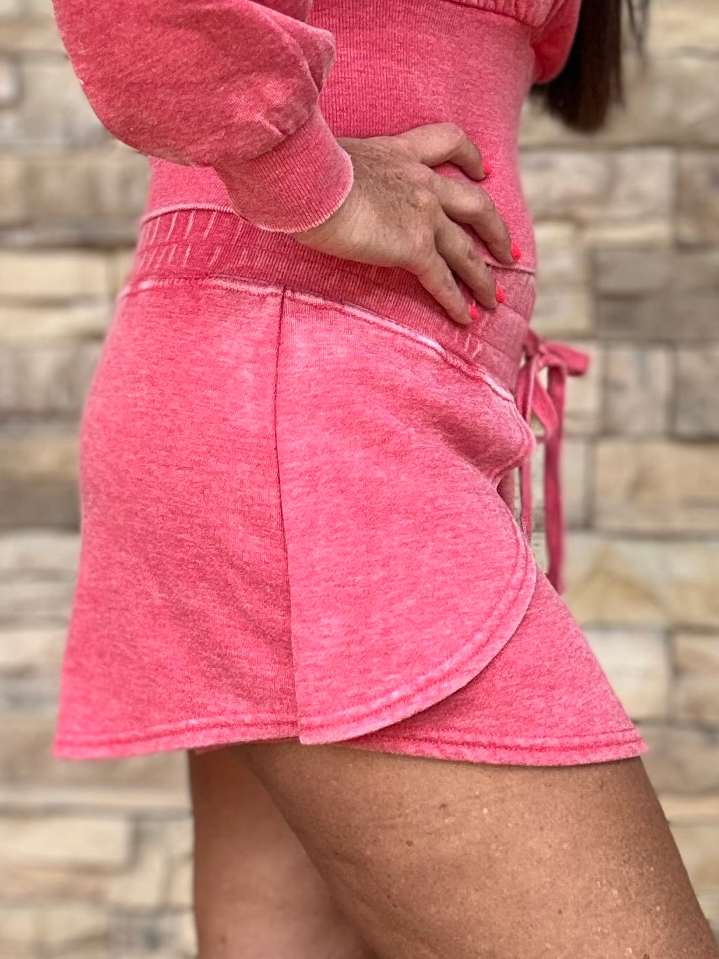 Mono B Burned Out Skort, Cherry Red