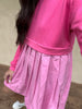 Pink Contrast Pleated Mini Dress