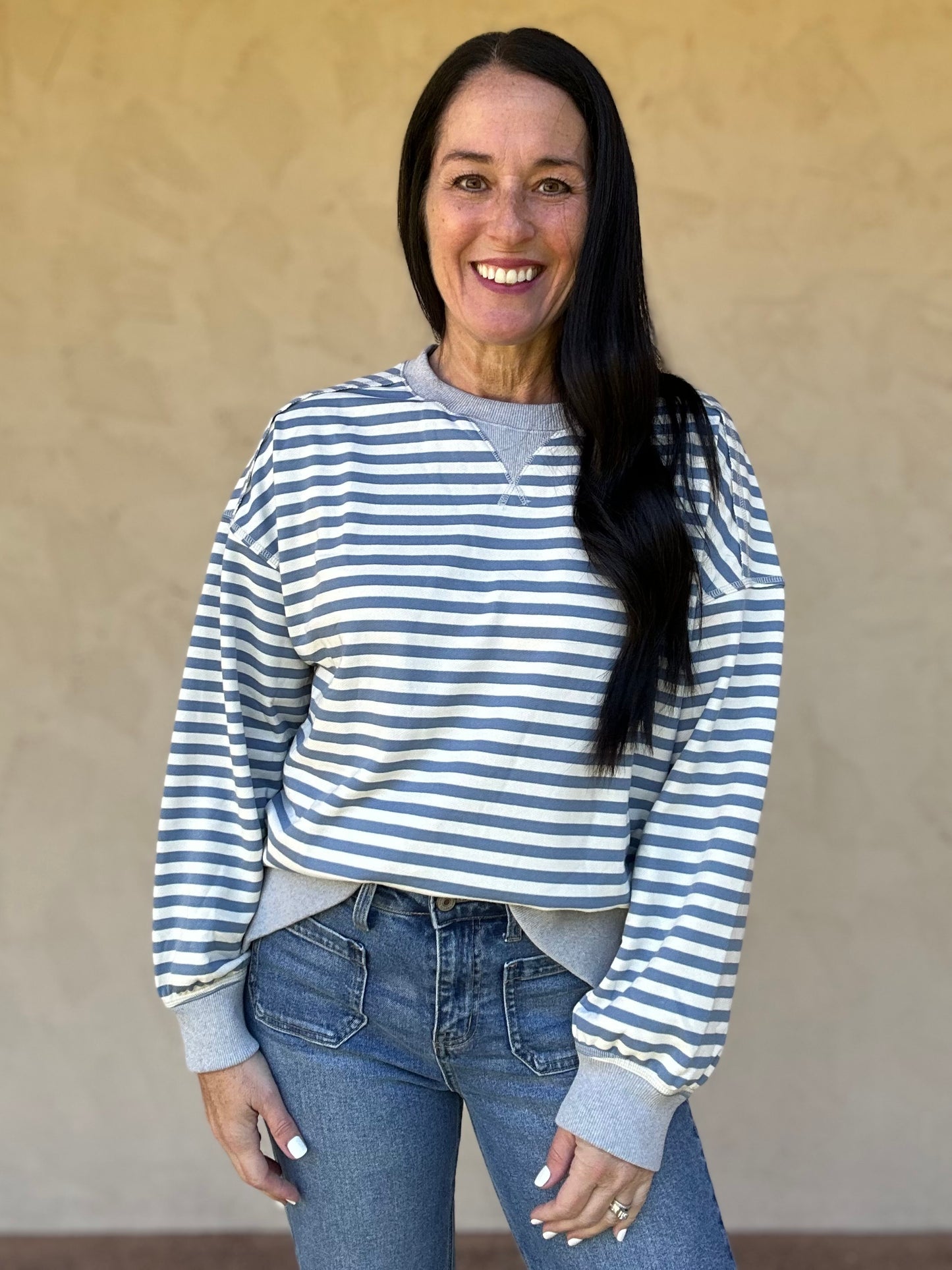 All Stripes Top, Denim