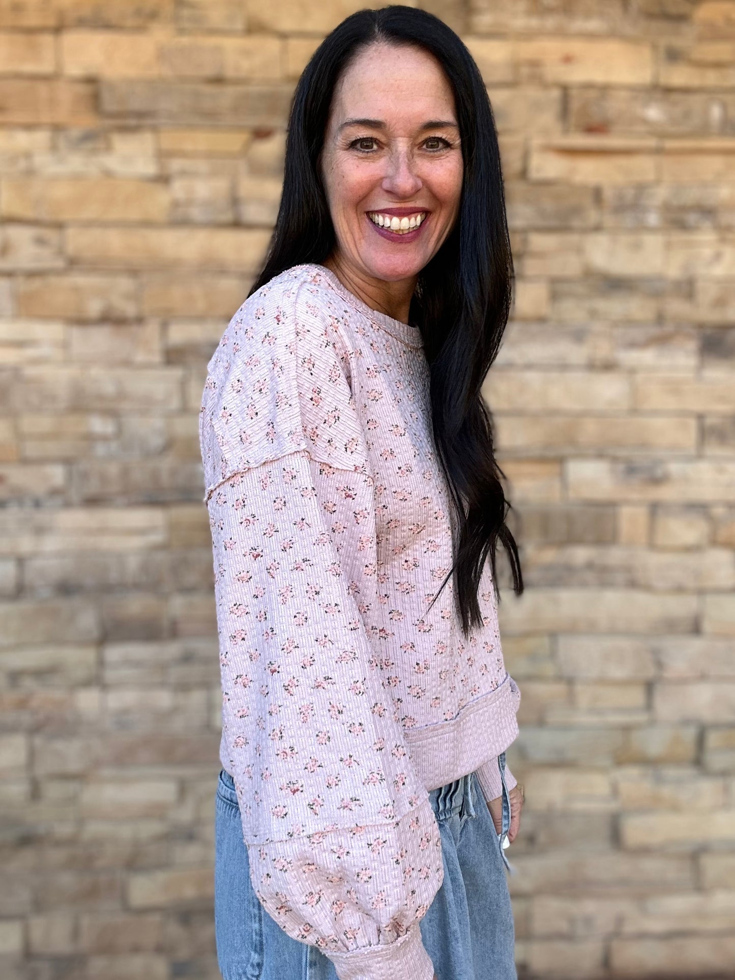 Floral Sweatshirt, Blush