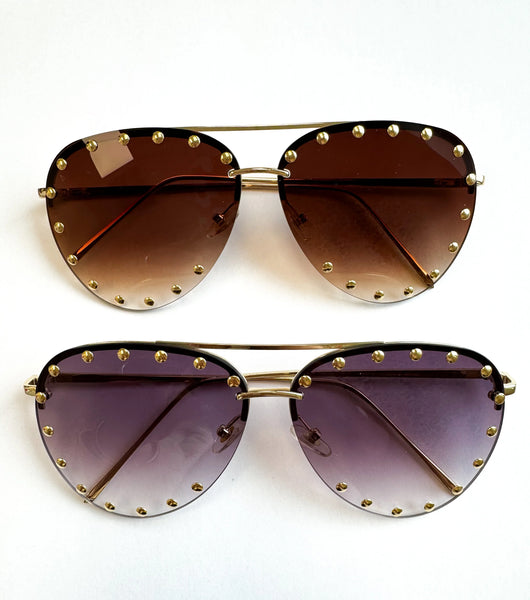 Blakeley Studded Aviator Sunglasses